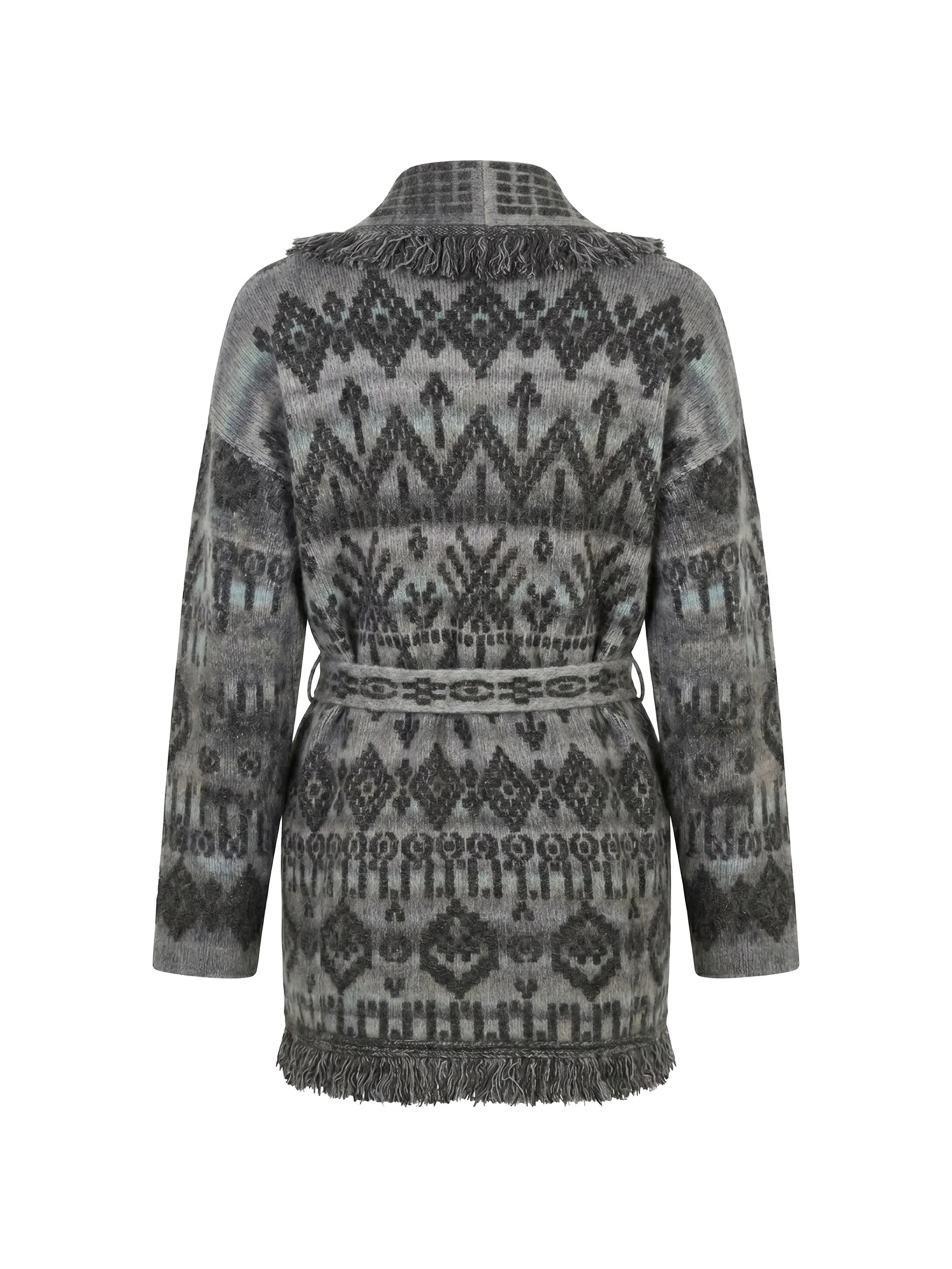 Alanui Alanui Time To Shine Jacquard Fringe-trim Cardigan, view 2