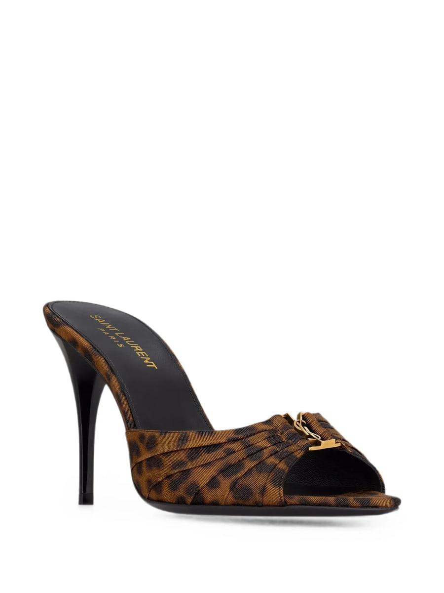 Saint Laurent Saint Laurent Babylone Mules In Leopard Grosgrain, view 2