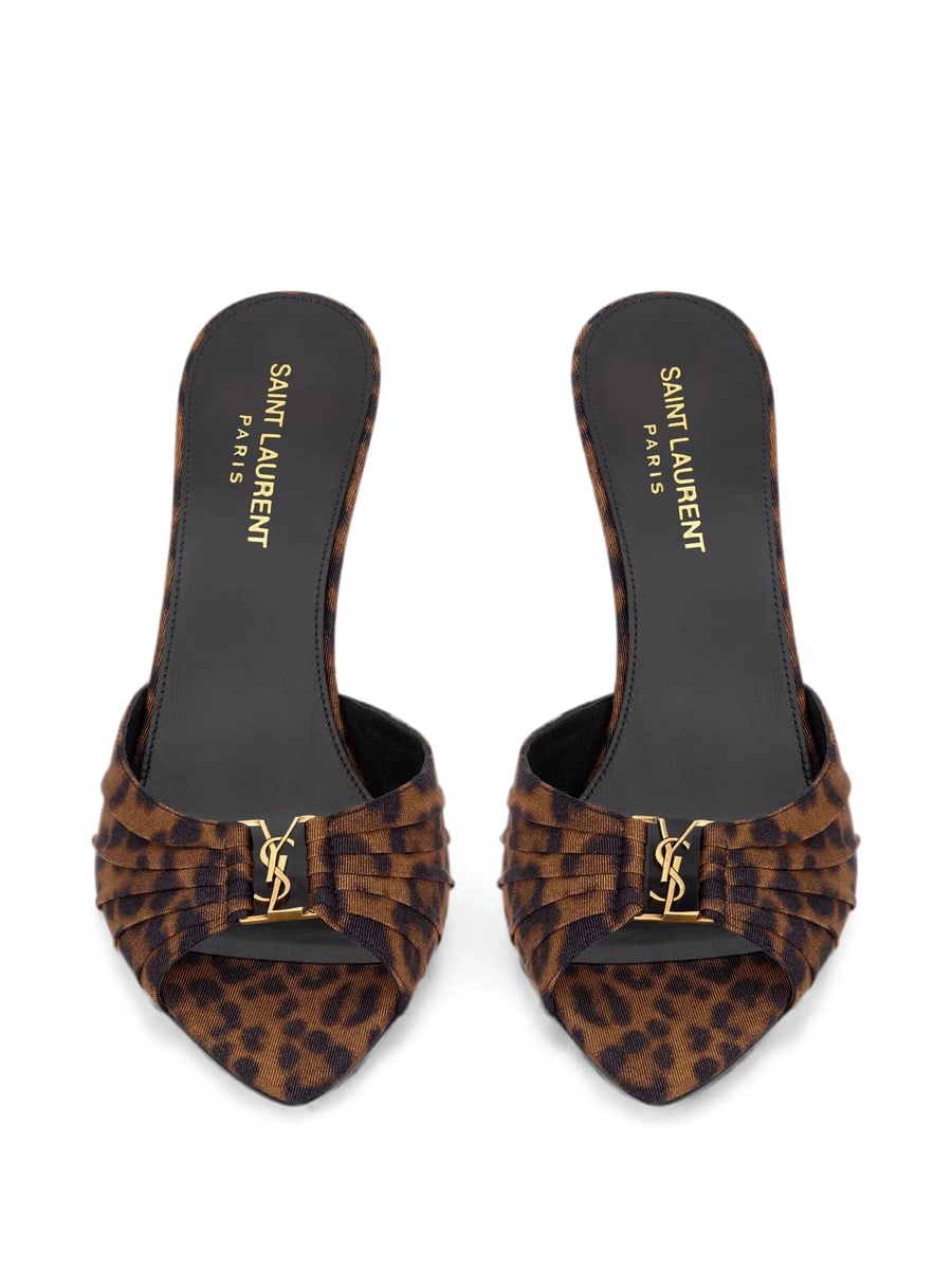 Saint Laurent Saint Laurent Babylone Mules In Leopard Grosgrain, view 4