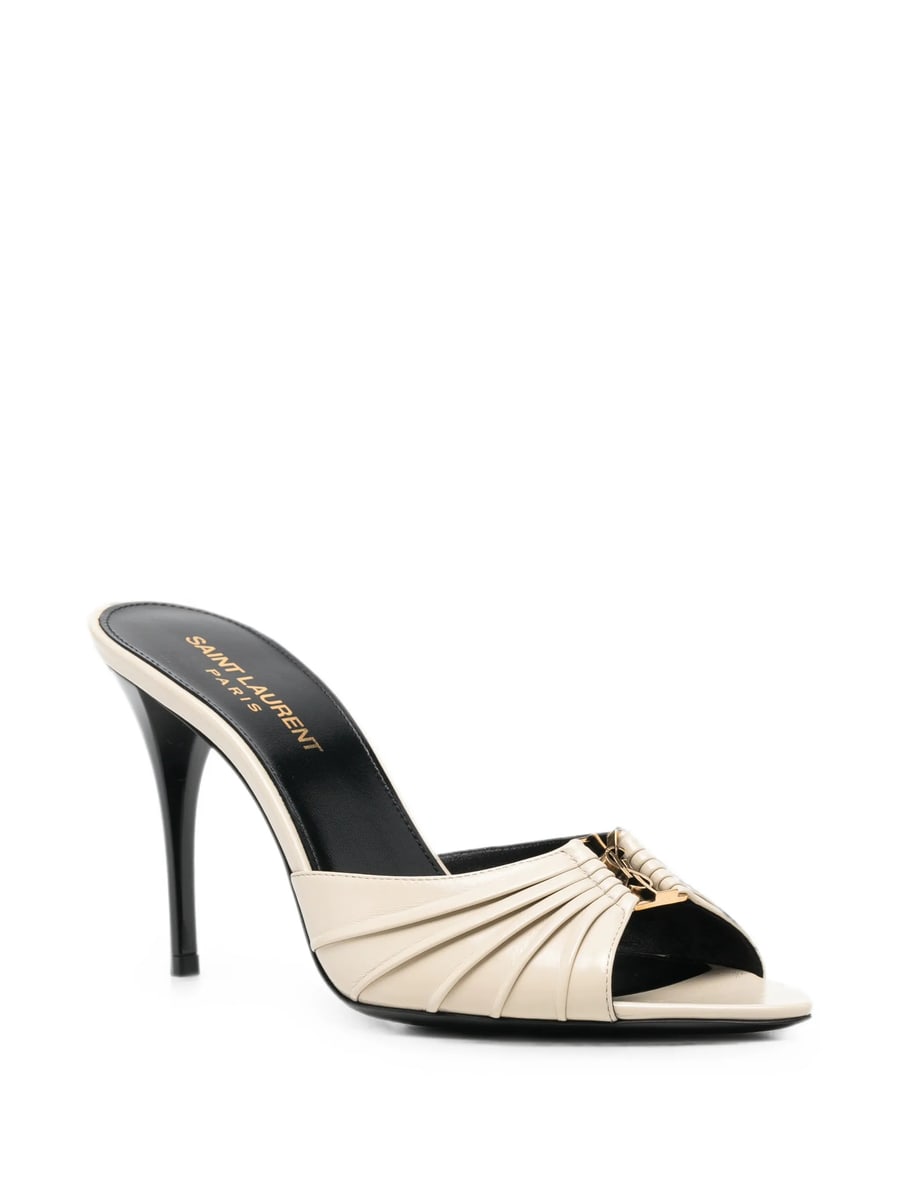 Saint Laurent Saint Laurent Babylon Ruched Leather Sandals, view 2