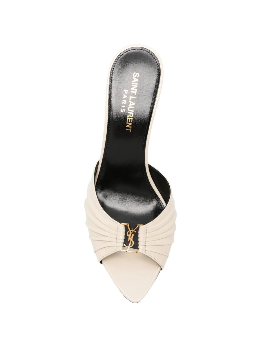 Saint Laurent Saint Laurent Babylon Ruched Leather Sandals, view 4
