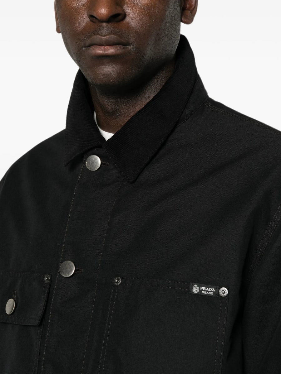 Prada Prada Corduroy-collar Logo-patch Jacket, view 3