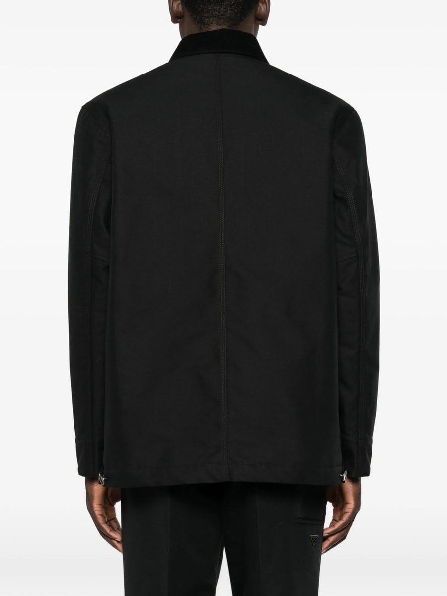 Prada Prada Corduroy-collar Logo-patch Jacket, view 5