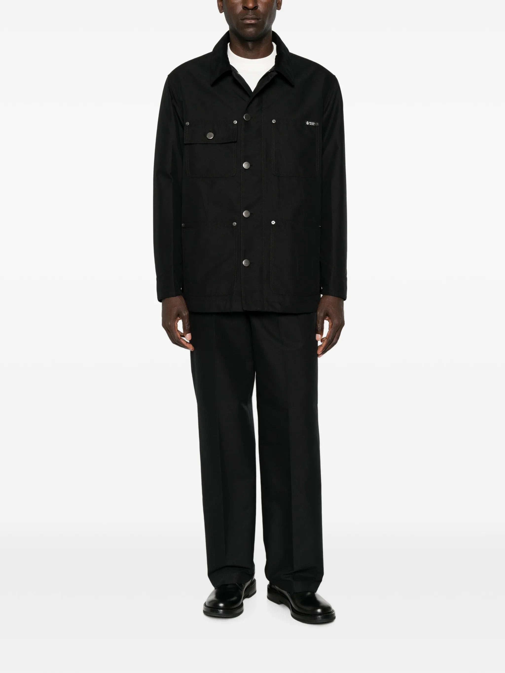 Prada Prada Corduroy-collar Logo-patch Jacket, view 2