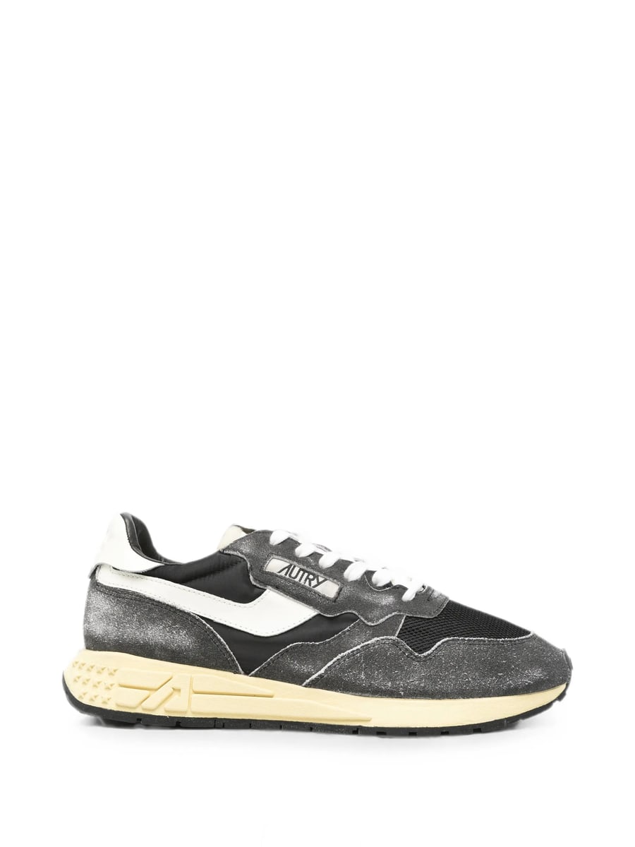 Autry Autry Reelwind Low Sneakers In Black Sugar And Marshmallow Nylon And Suede