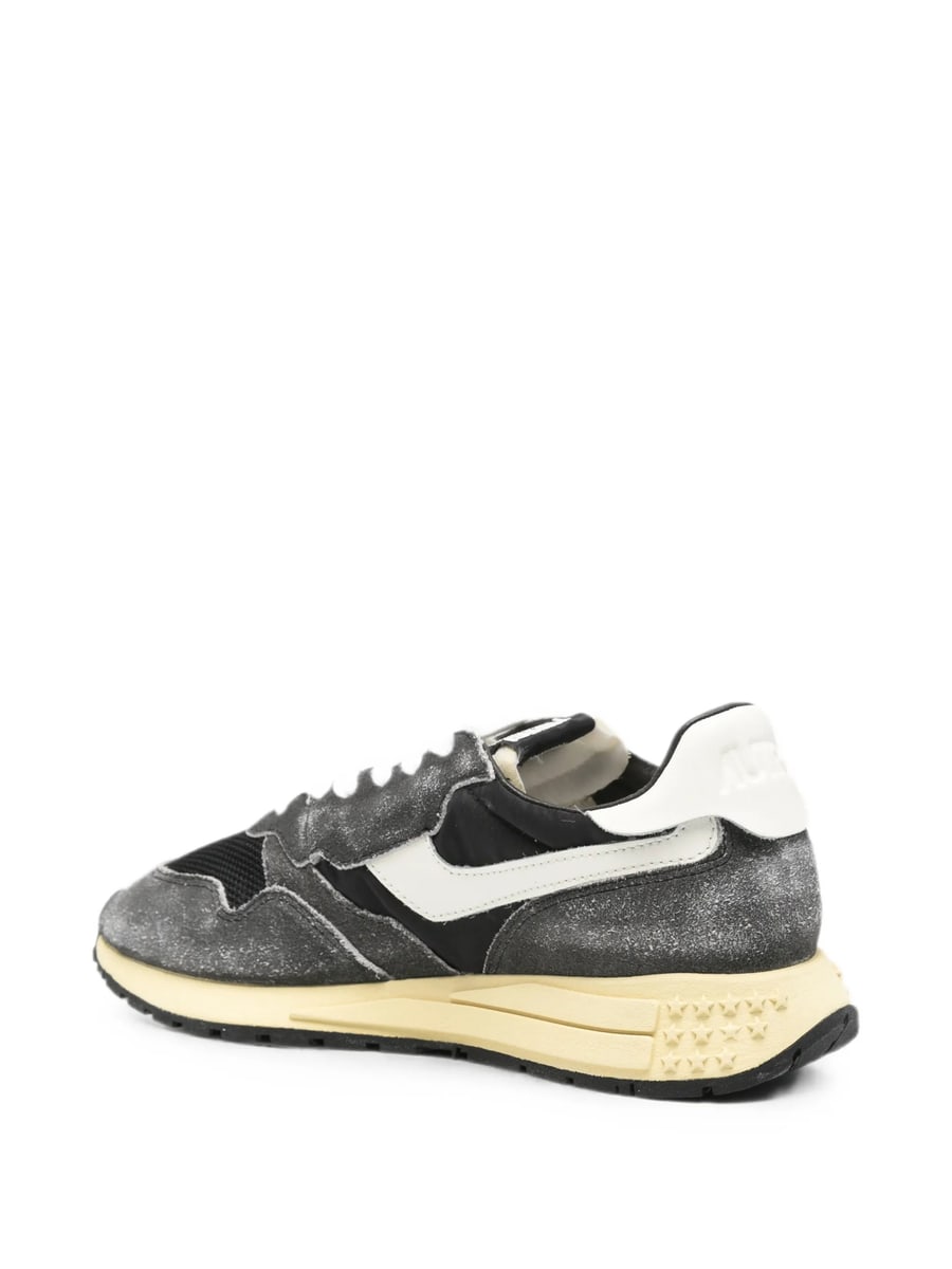 Autry Autry Reelwind Low Sneakers In Black Sugar And Marshmallow Nylon And Suede, view 4