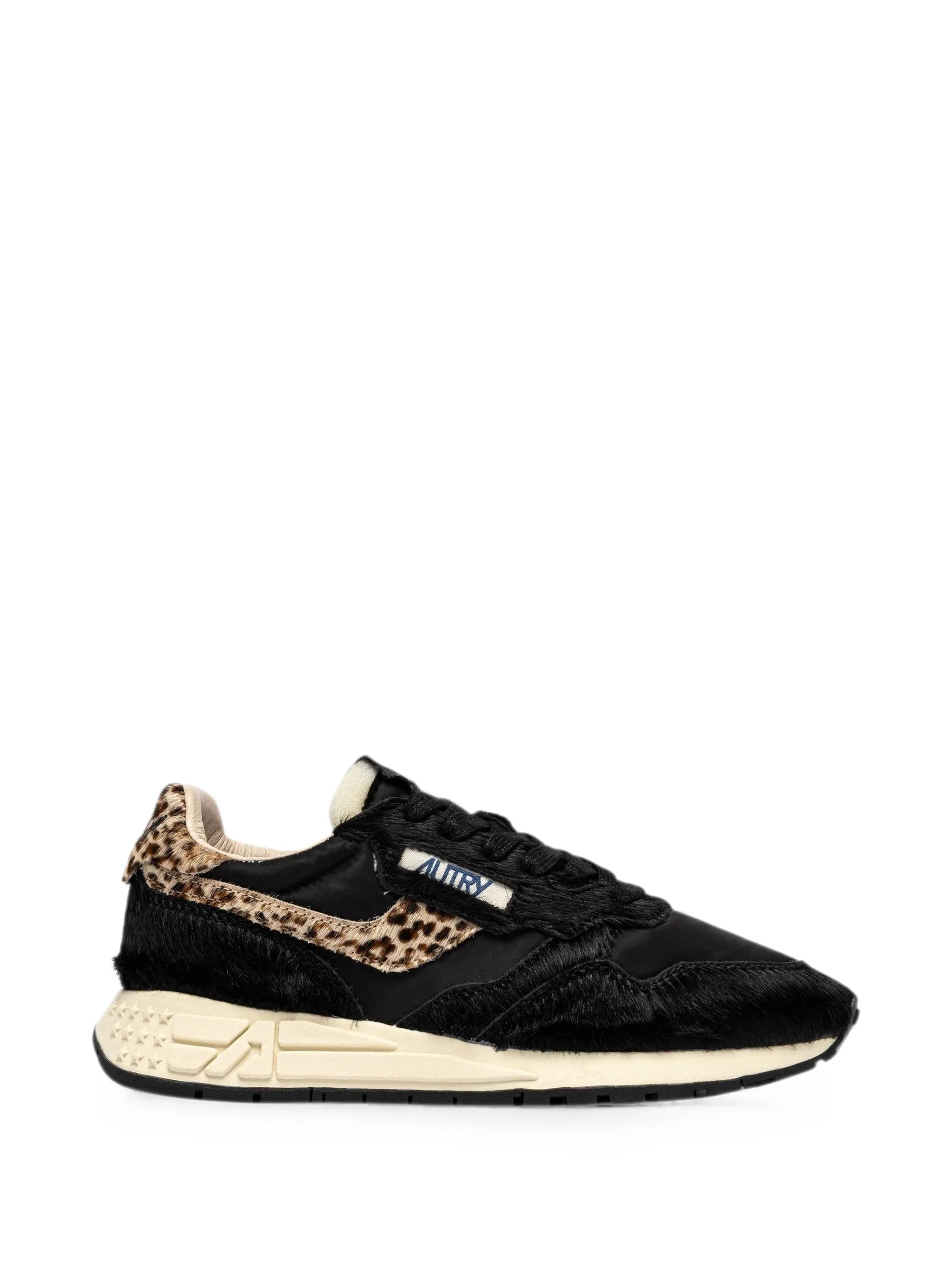 Autry Autry Reelwind Low Leopard-print Pony-hair Sneakers