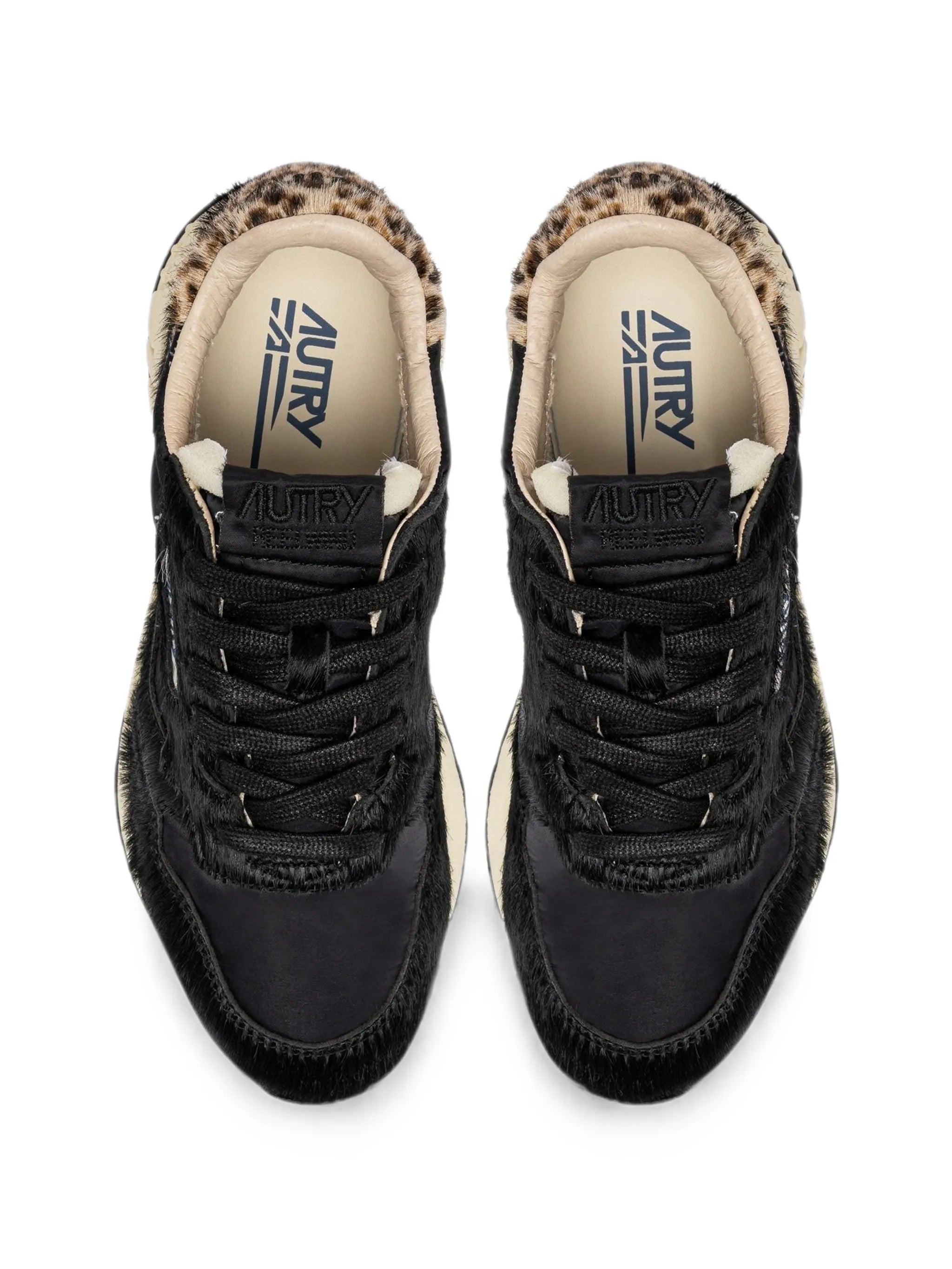 Autry Autry Reelwind Low Leopard-print Pony-hair Sneakers, view 2