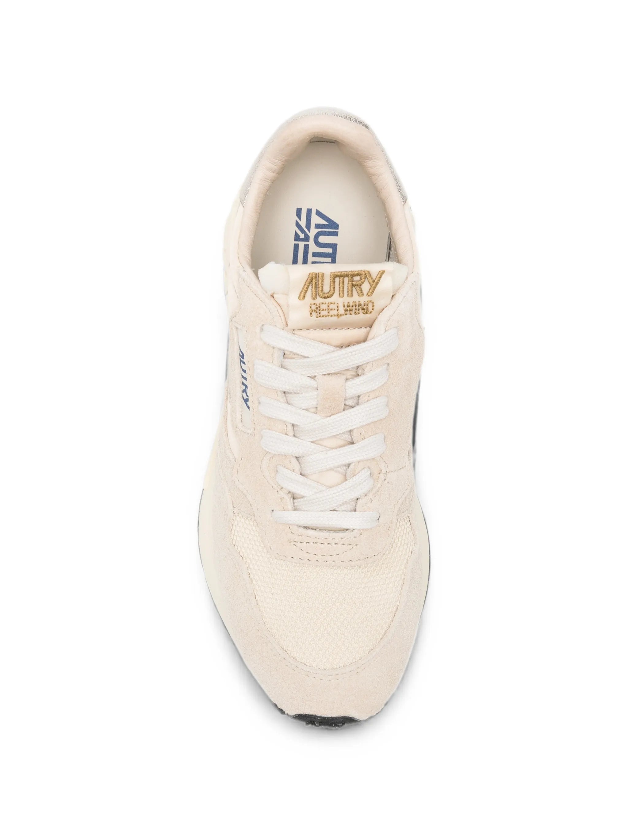 Autry Autry Reelwind Low Sneakers In Ecru And Platinum Nylon And Suede, view 2