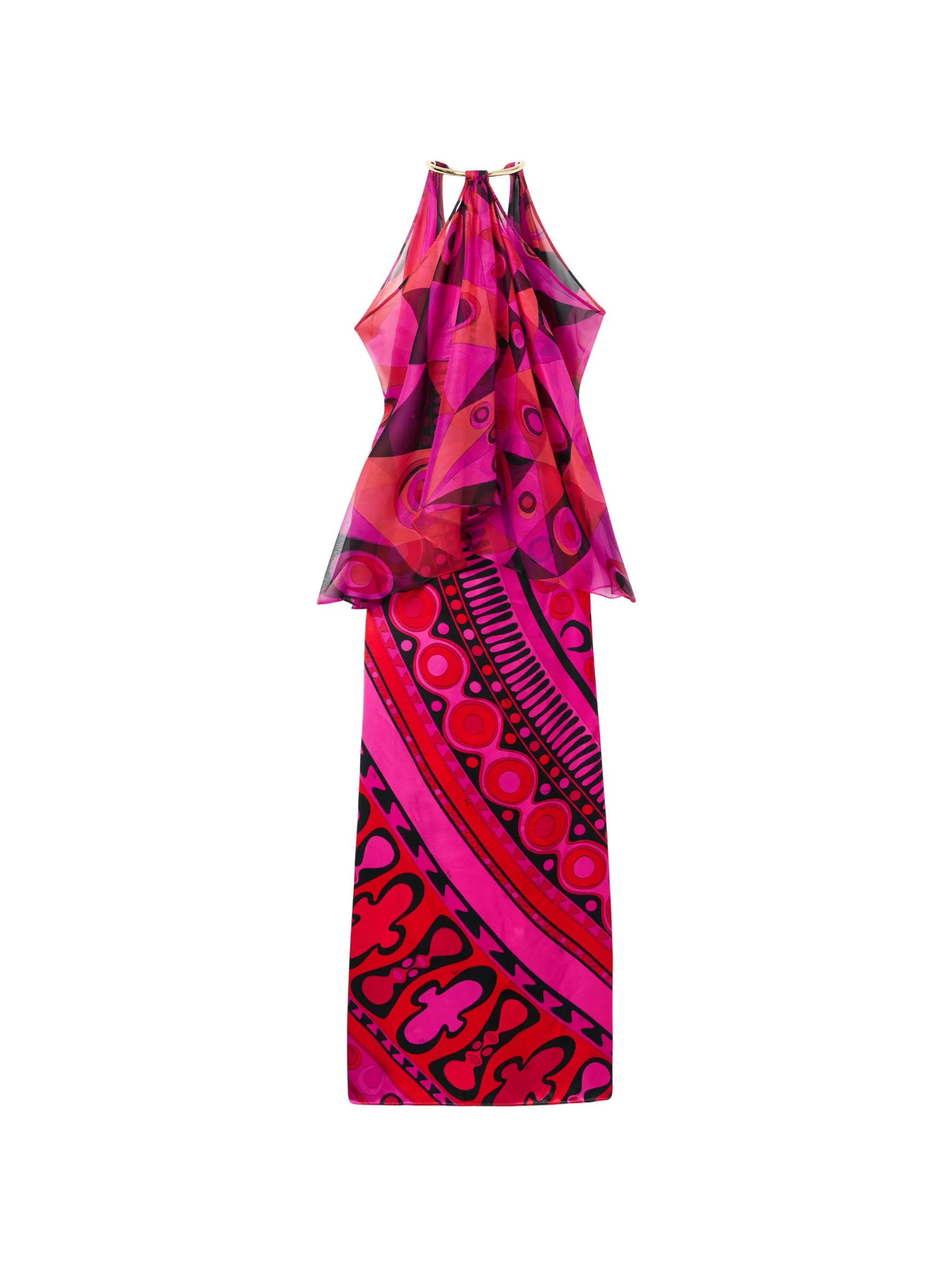 Pucci Pucci Occhi-print Satin And Chiffon Dress