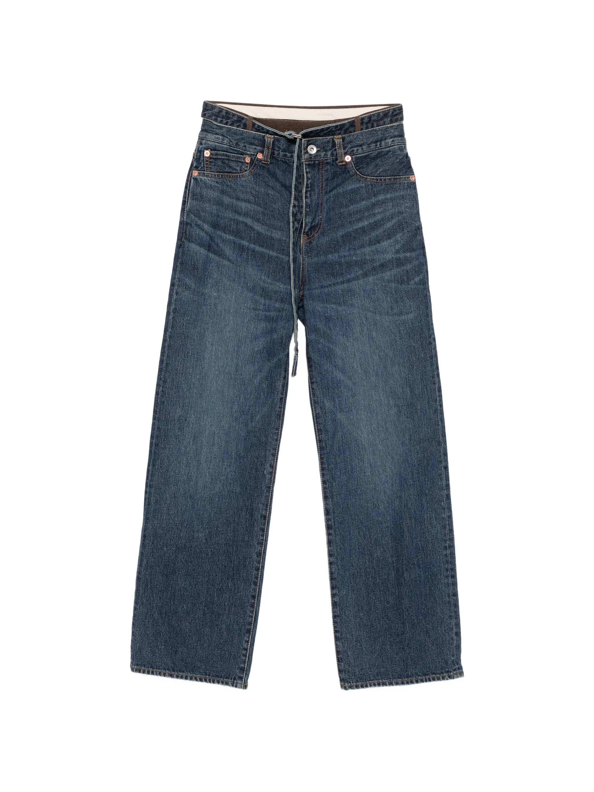 Sacai Sacai Belted Layered-waist Jeans