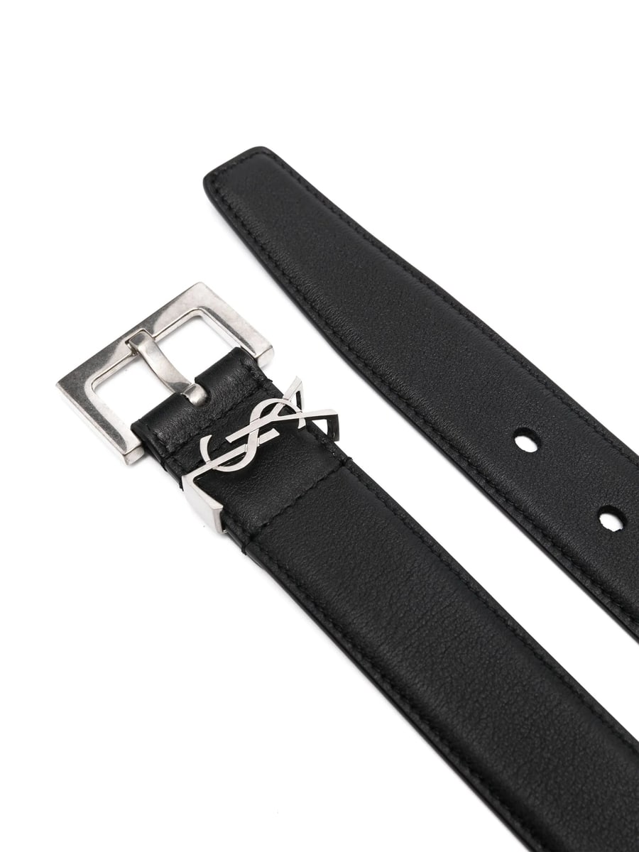 Saint Laurent Saint Laurent Monogram Smooth Leather Belt, view 2