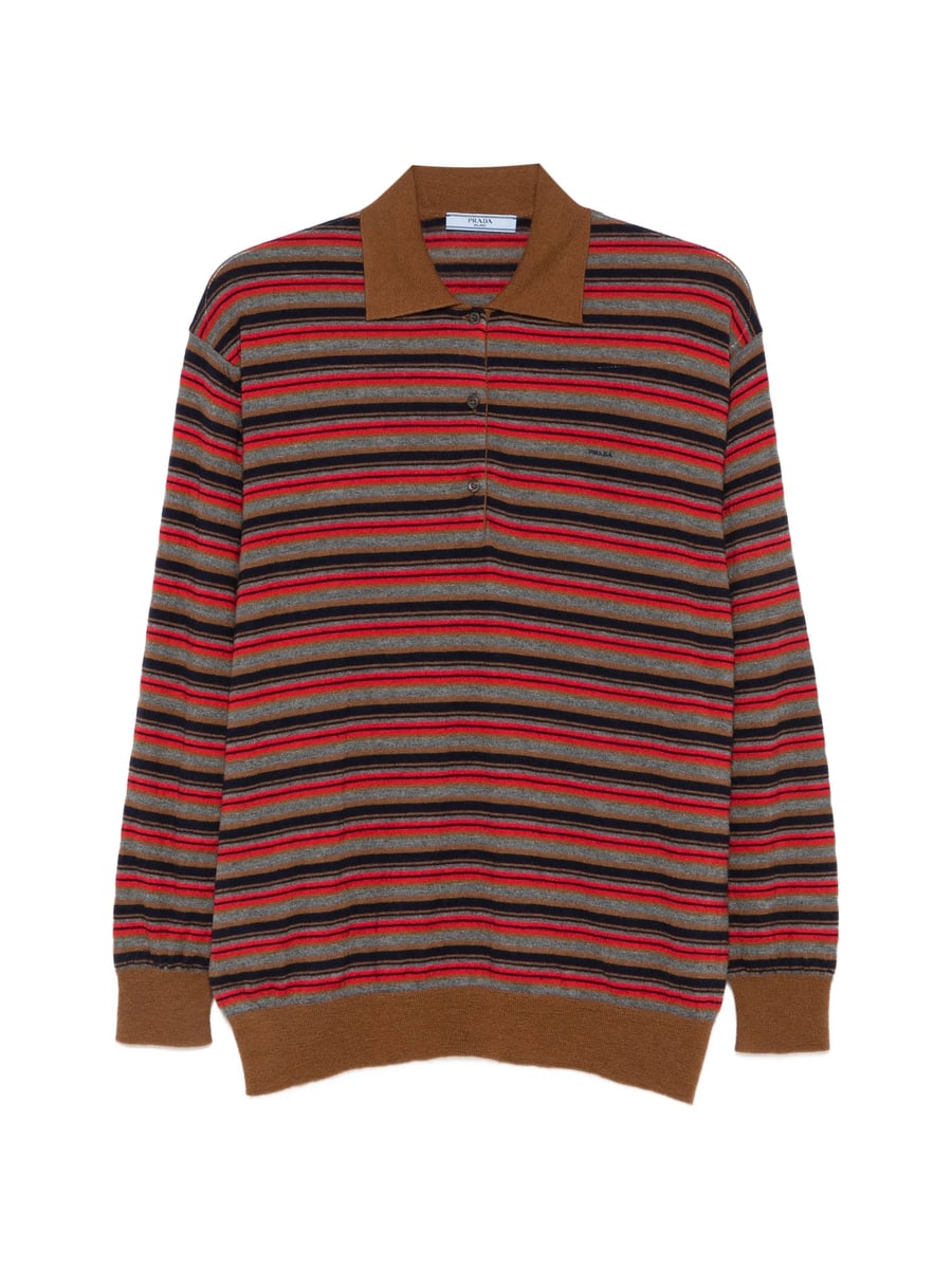 Prada Prada Striped Long-sleeve Polo Top