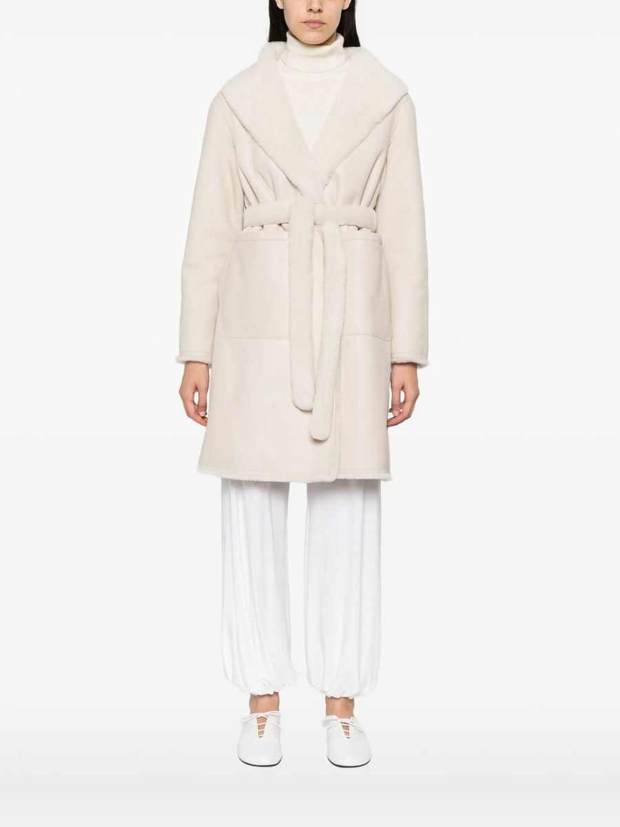 Yves Salomon Yves Salomon Belted Shearling Coat, view 4