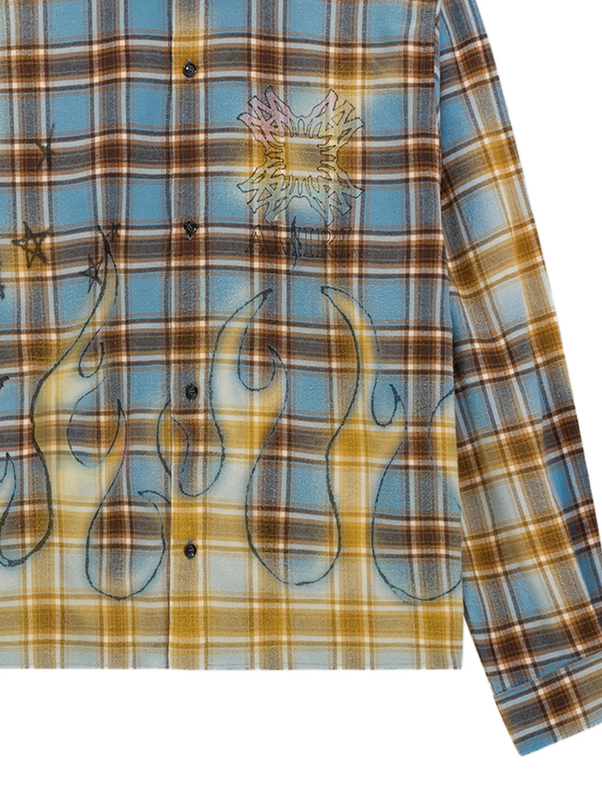 Amiri Amiri MA Quad Bleached Flannel Shirt, view 2