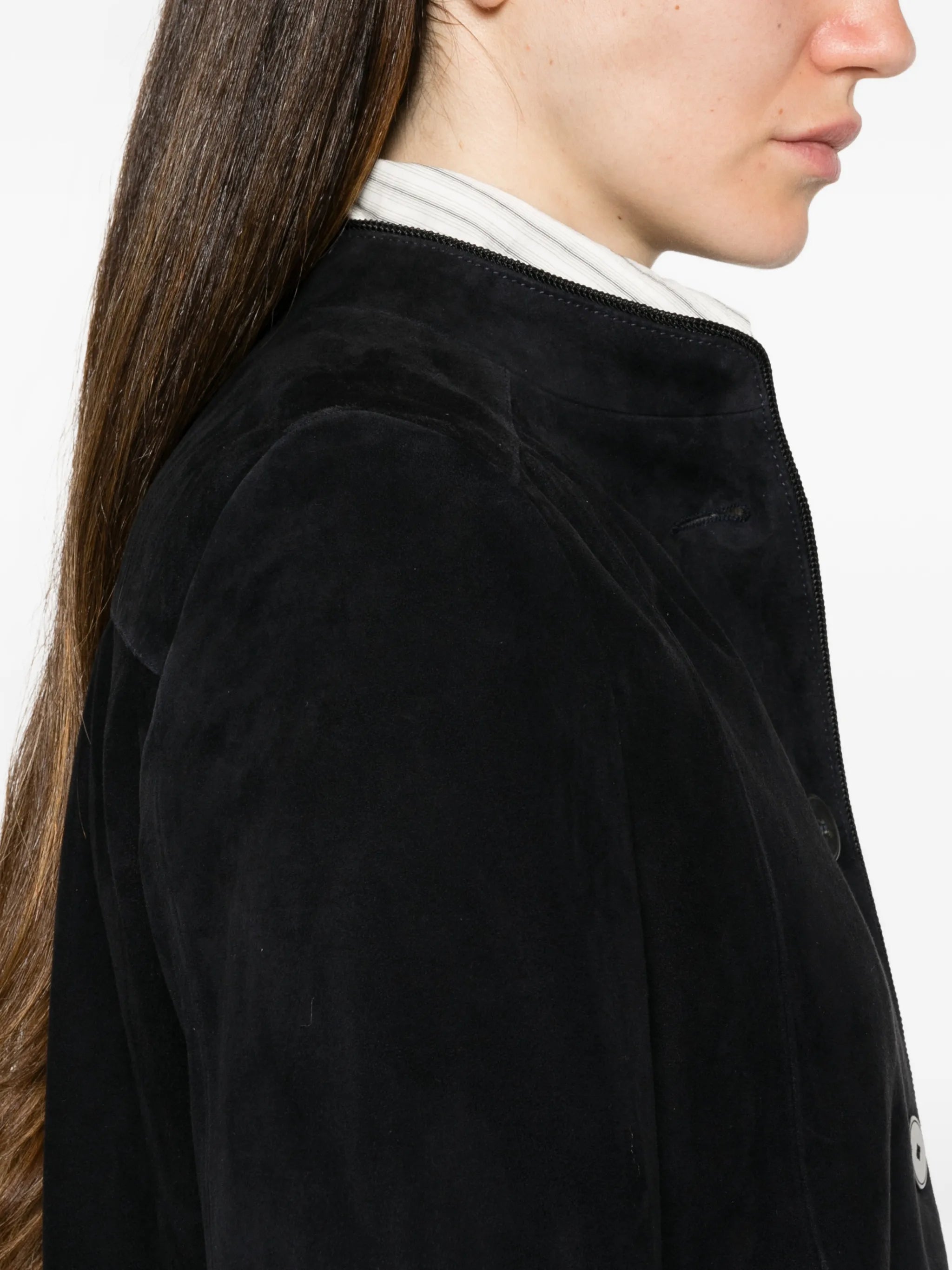 Forte_Forte Forte Forte Suede Mandarin-collar Jacket, view 2