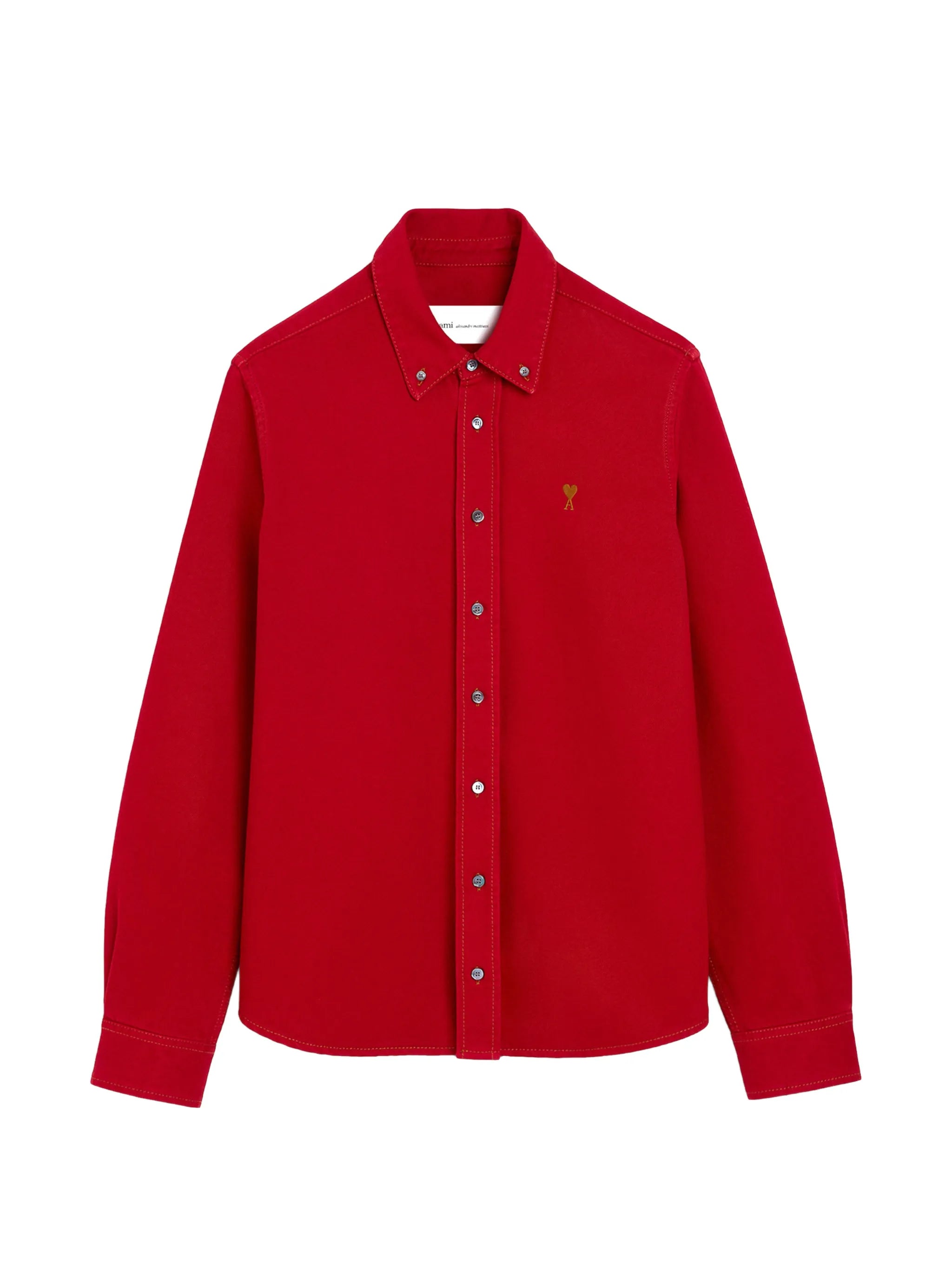 AMI Paris Ami Paris Red Cotton Shirt With Ami De Coeur