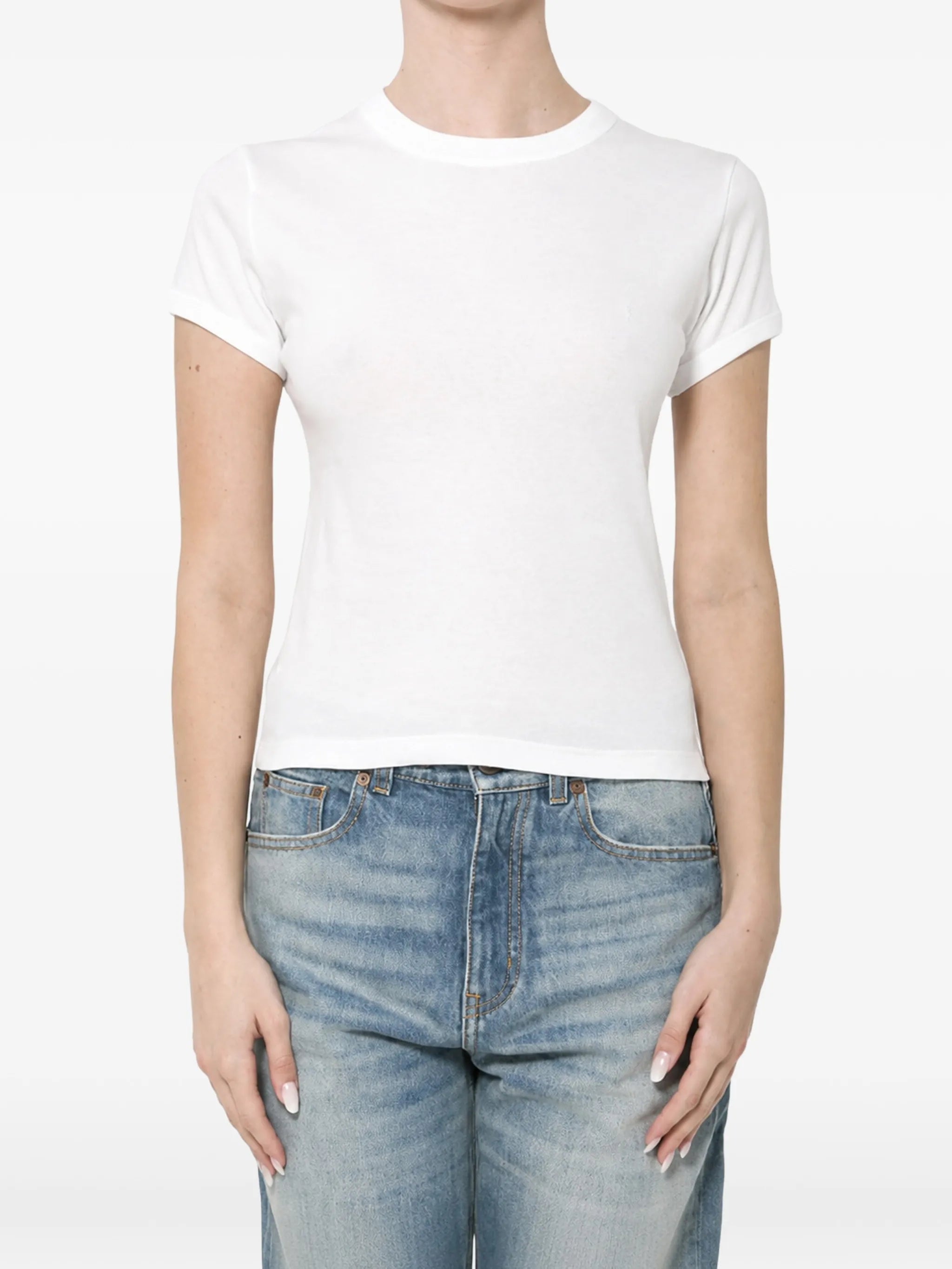 Saint Laurent Saint Laurent Cassandre T-shirt In Ribbed Cotton Jersey