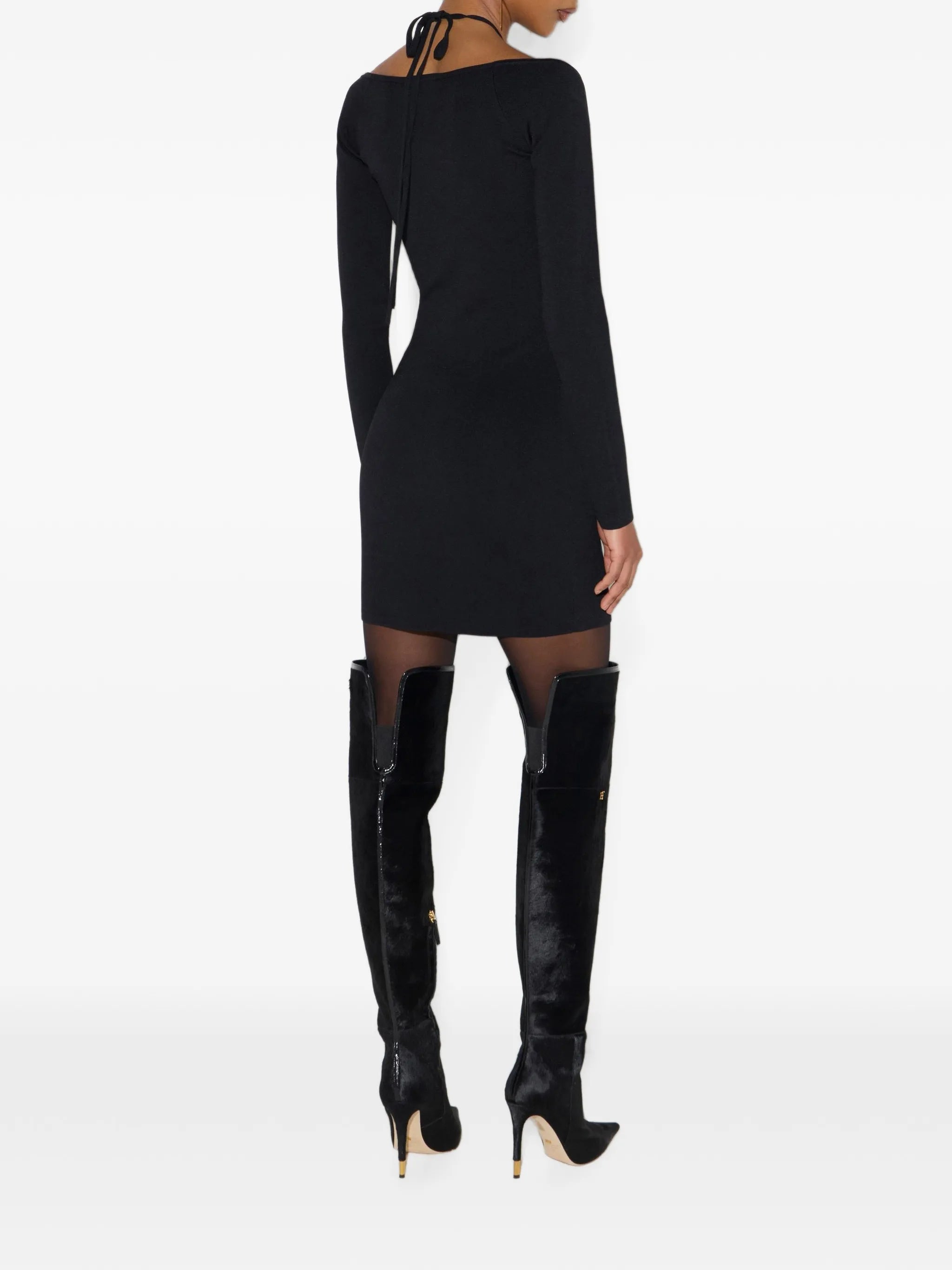 Elisabetta Franchi Elisabetta Franchi Mini Dress In Knit Fabric With Ties, view 2