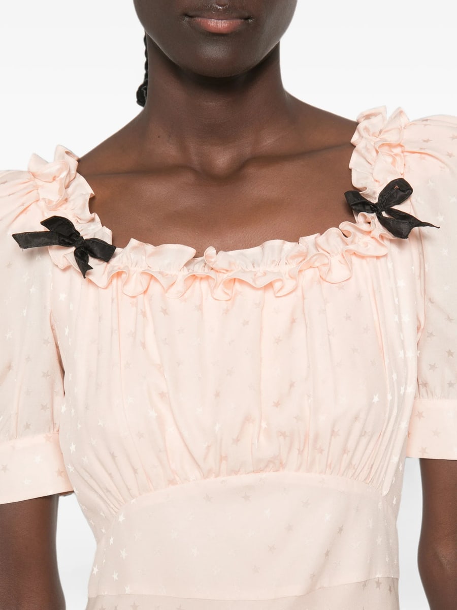 Alessandra Rich Alessandra Rich Ruffled Silk-jacquard Midi Dress, view 2