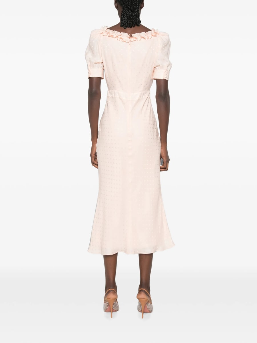 Alessandra Rich Alessandra Rich Ruffled Silk-jacquard Midi Dress, view 3