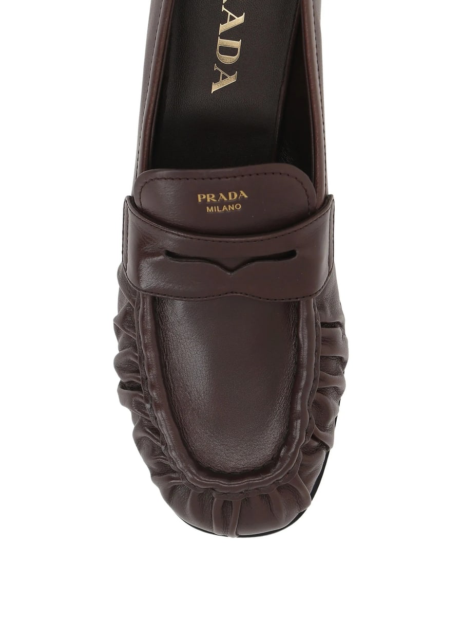 Prada Prada Pleated Leather Loafers, view 4