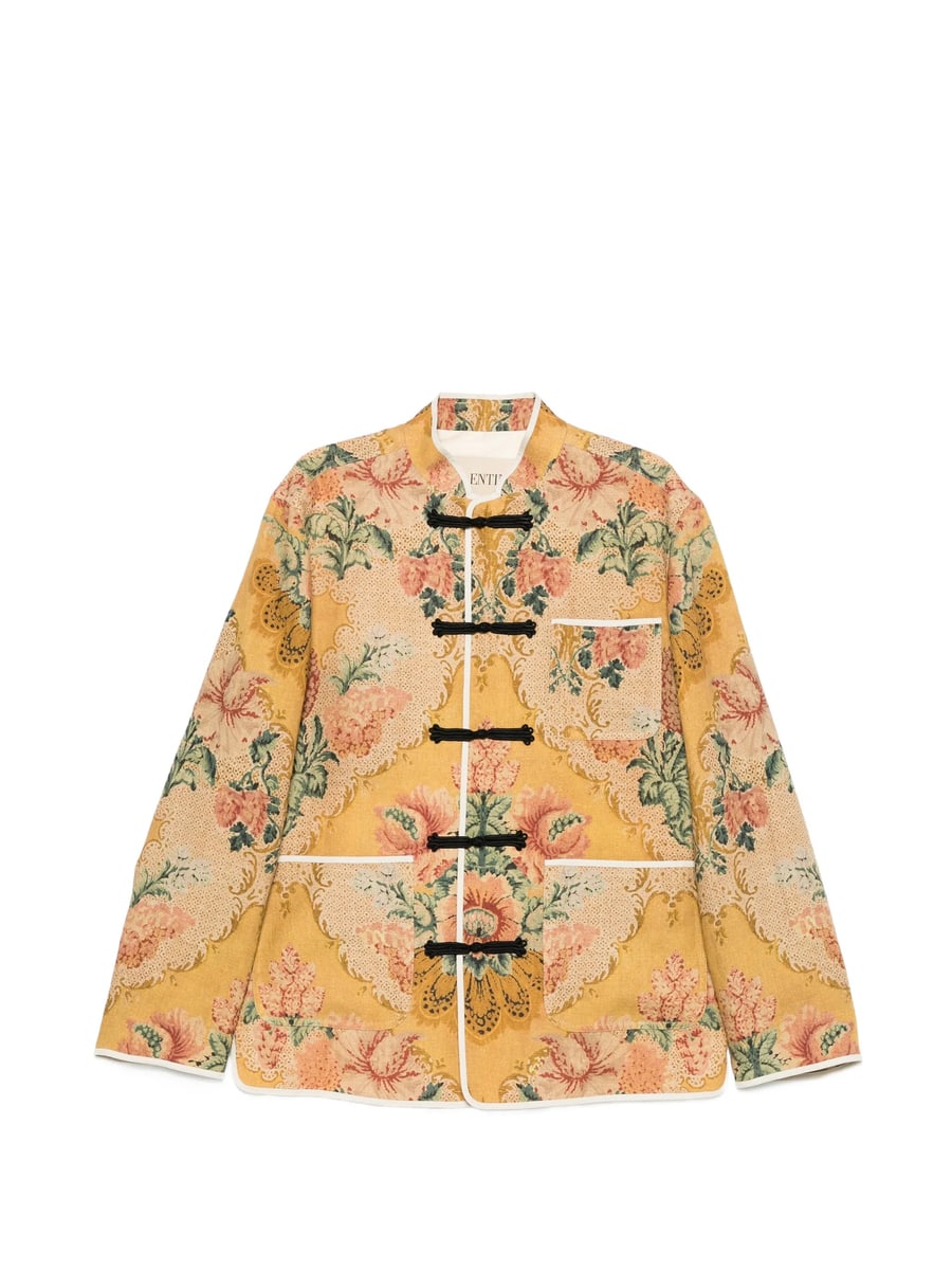 Valentino Valentino Floral-print Frog-closure Jacket