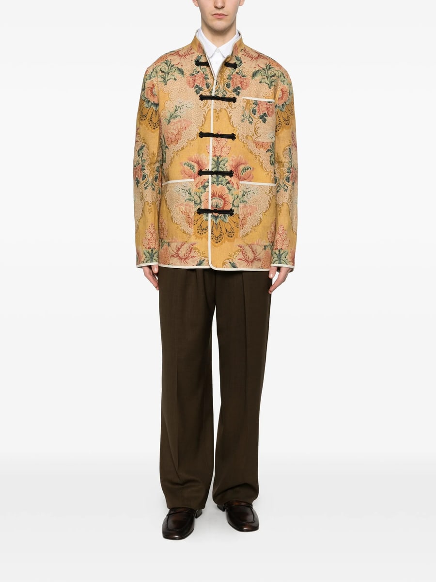 Valentino Valentino Floral-print Frog-closure Jacket, view 3
