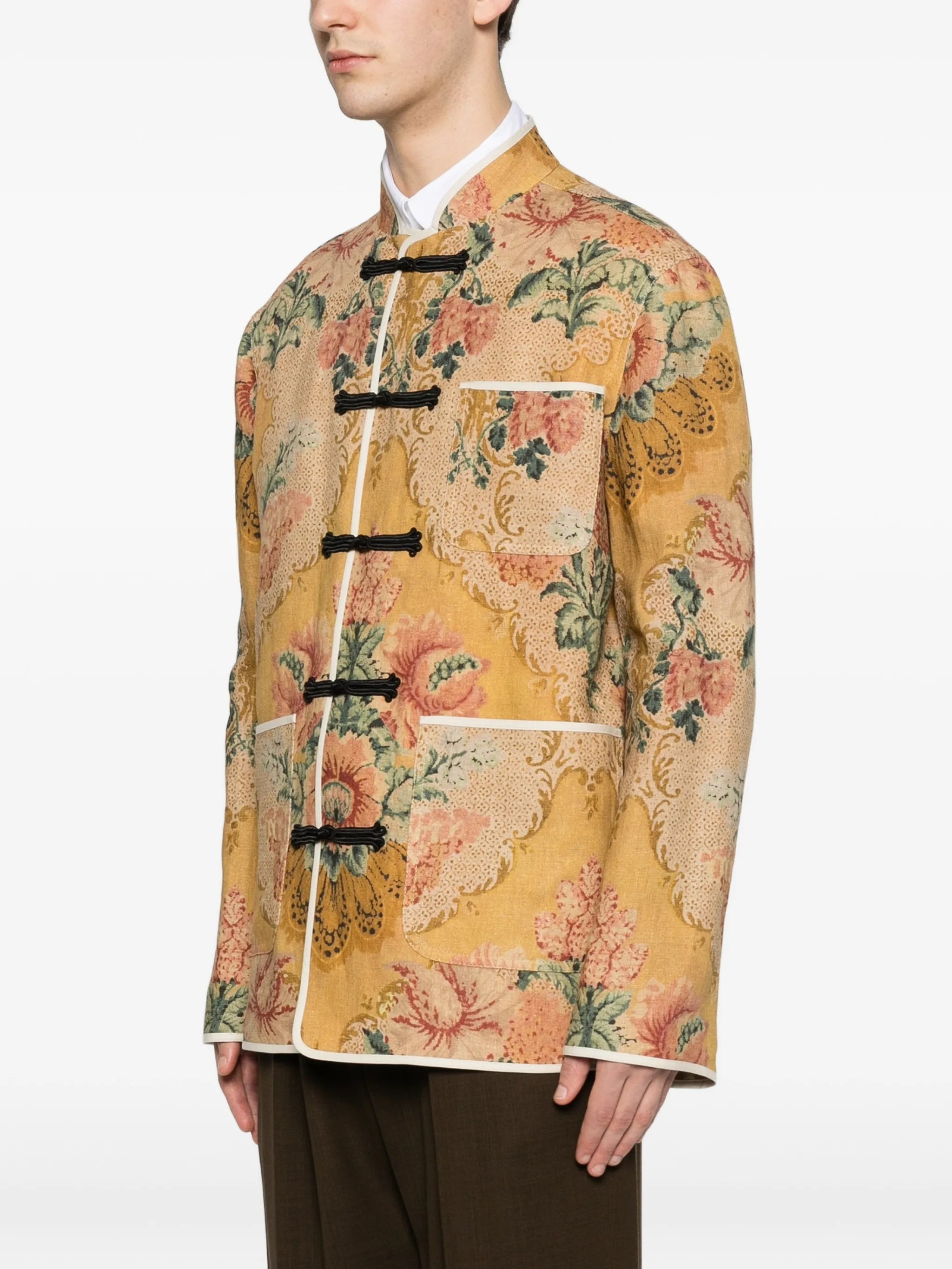 Valentino Valentino Floral-print Frog-closure Jacket, view 2
