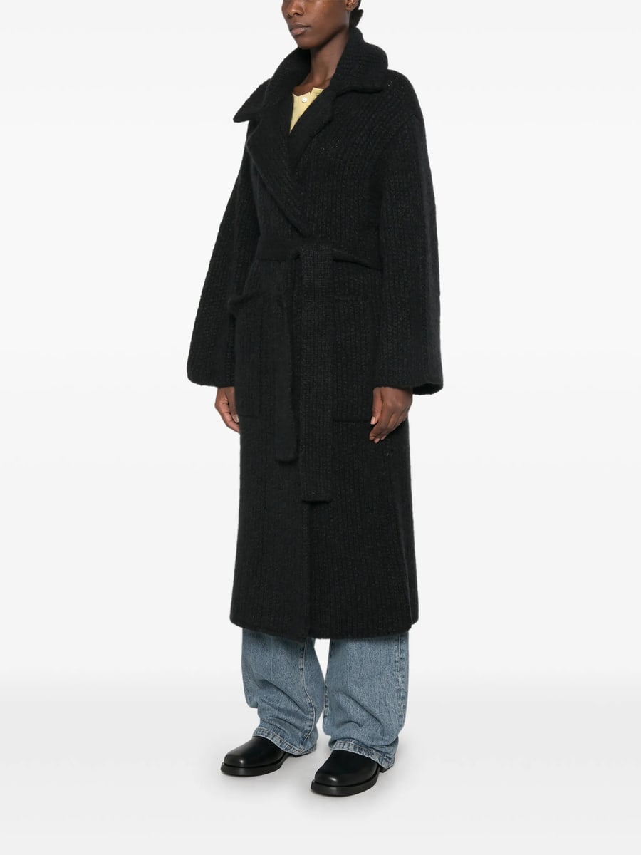 Alanui Alanui Ribbed-knit Belted Coat, view 4