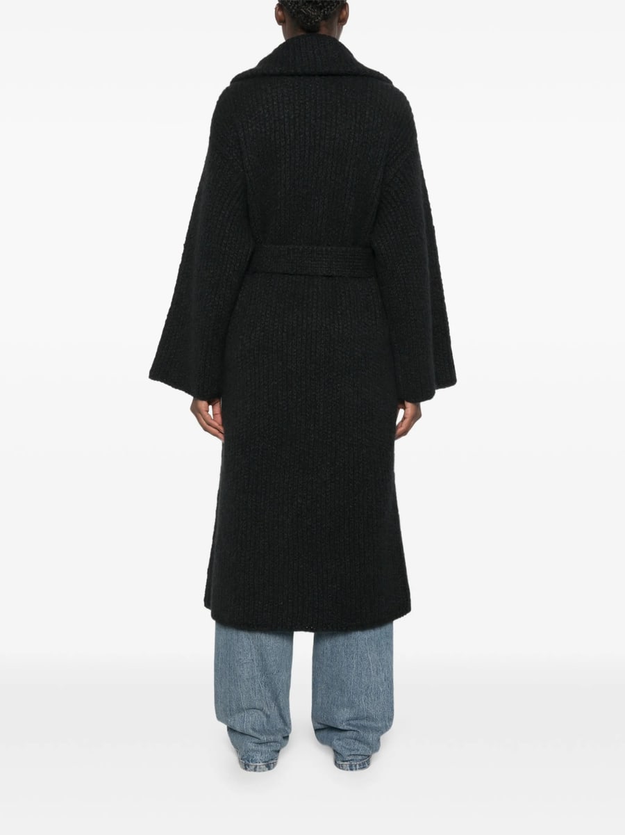 Alanui Alanui Ribbed-knit Belted Coat, view 5