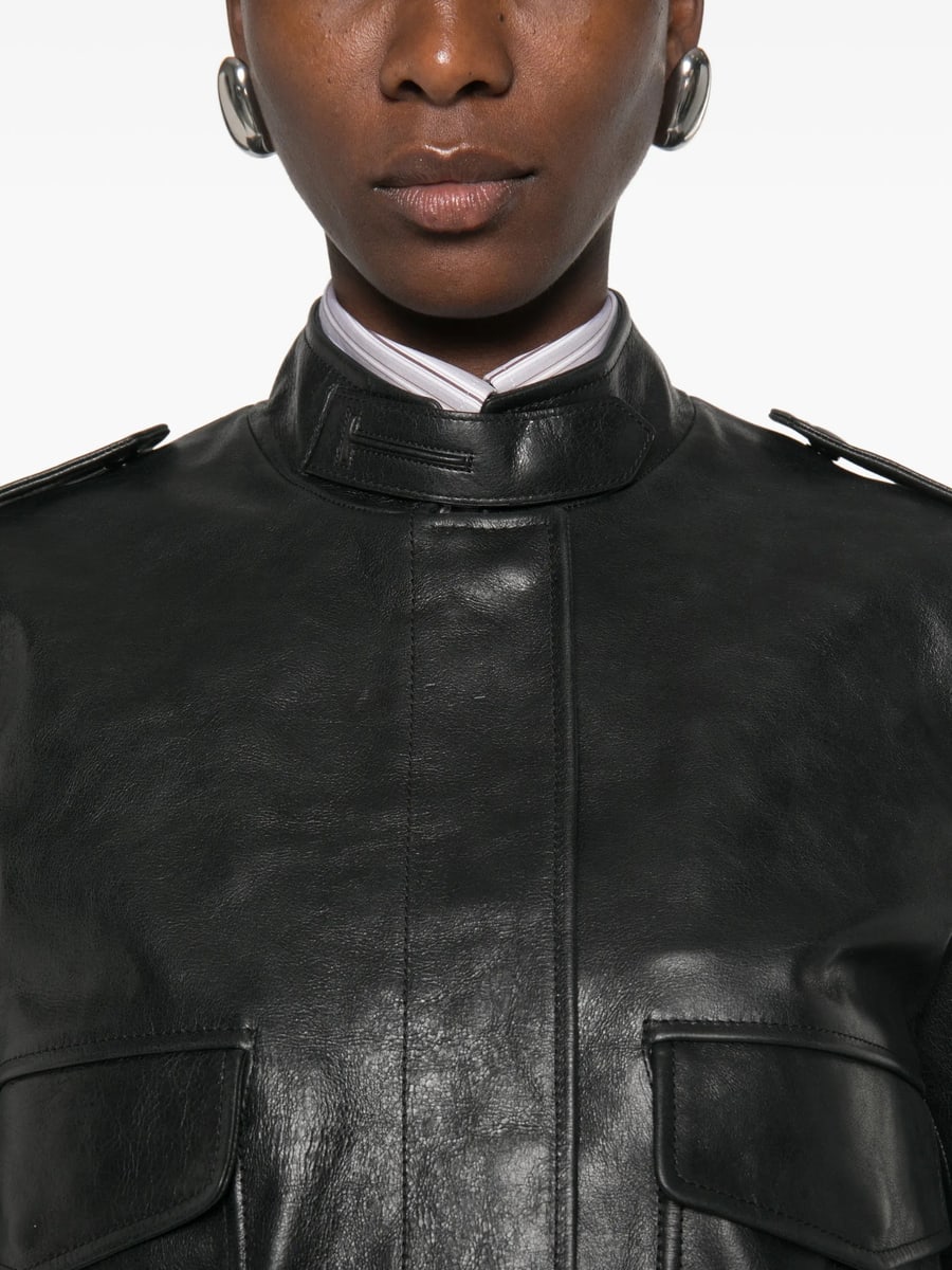Tom Ford Tom Ford Epaulette-detail Leather Jacket, view 5
