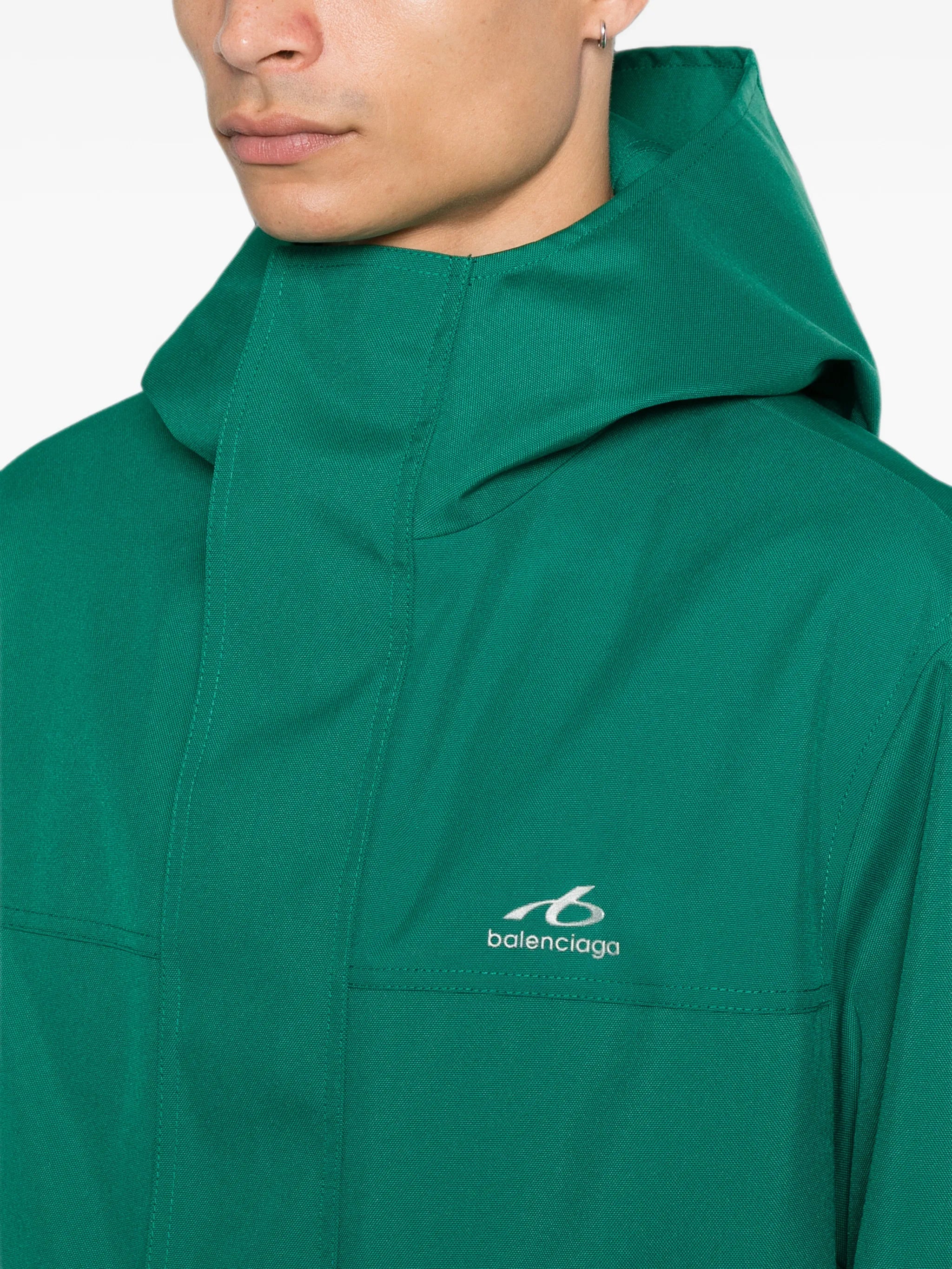 Balenciaga Balenciaga Hooded Logo-print Coat, view 2