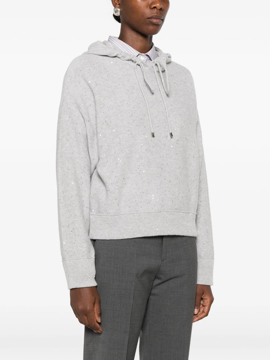Antonelli Antonelli Sequin-embellished Drawstring Hoodie, view 2