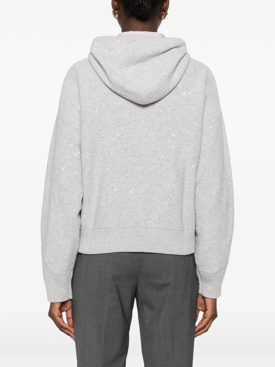 Antonelli Antonelli Sequin-embellished Drawstring Hoodie, view 3
