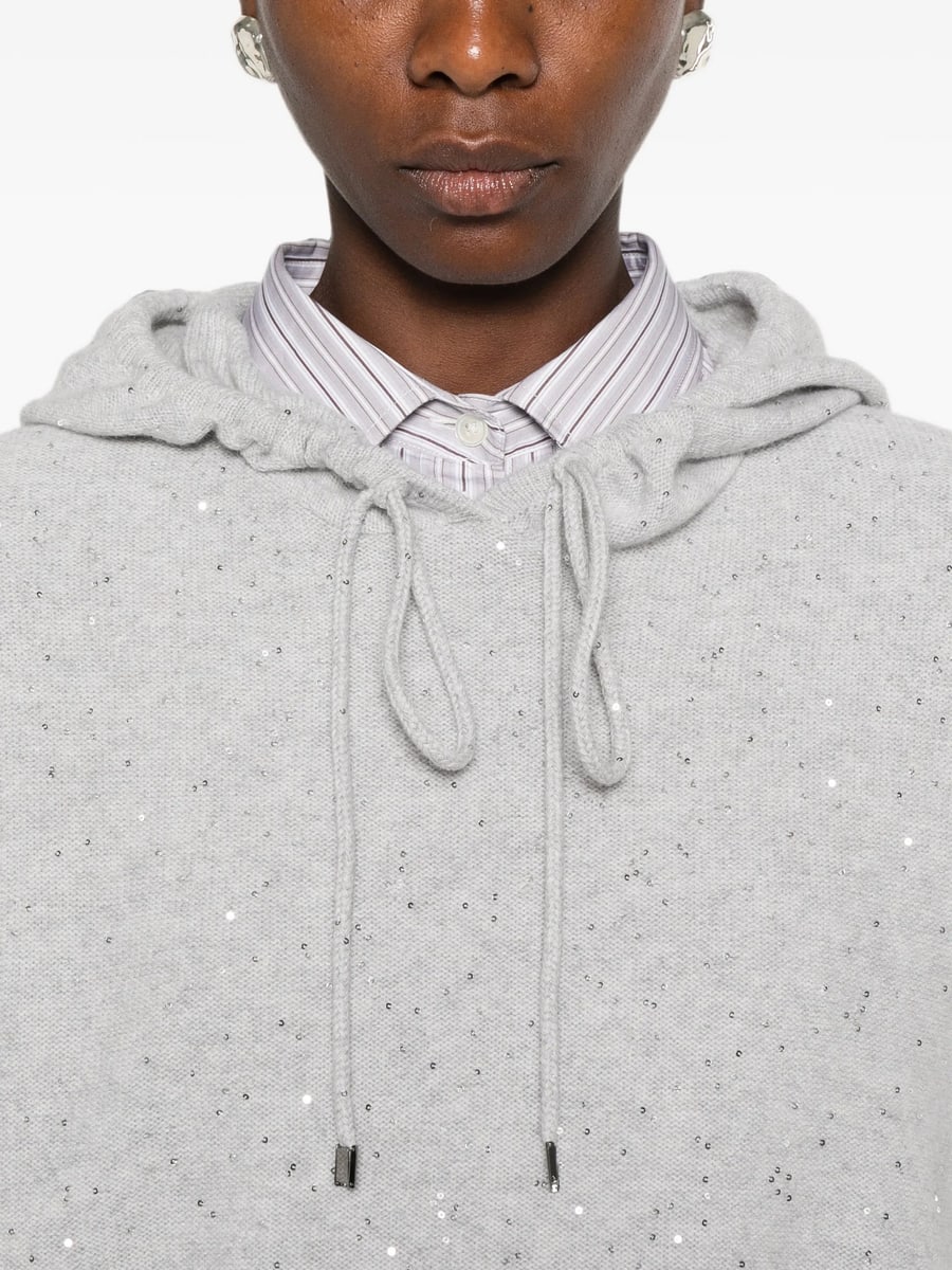Antonelli Antonelli Sequin-embellished Drawstring Hoodie, view 4