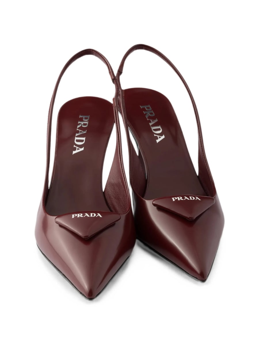 Prada Prada Brushed Leather Slingback Pumps, view 3