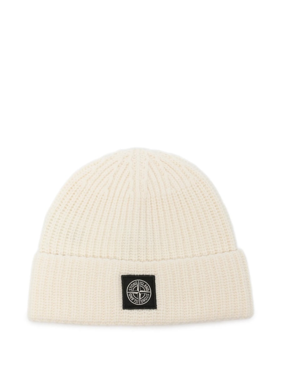 Stone Island Stone Island Logo-patch Ribbed-knit Beanie Hat