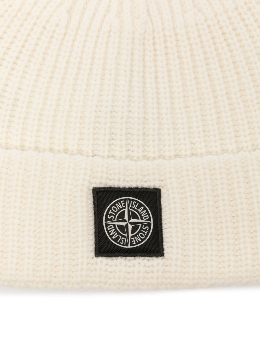 Stone Island Stone Island Logo-patch Ribbed-knit Beanie Hat, view 3