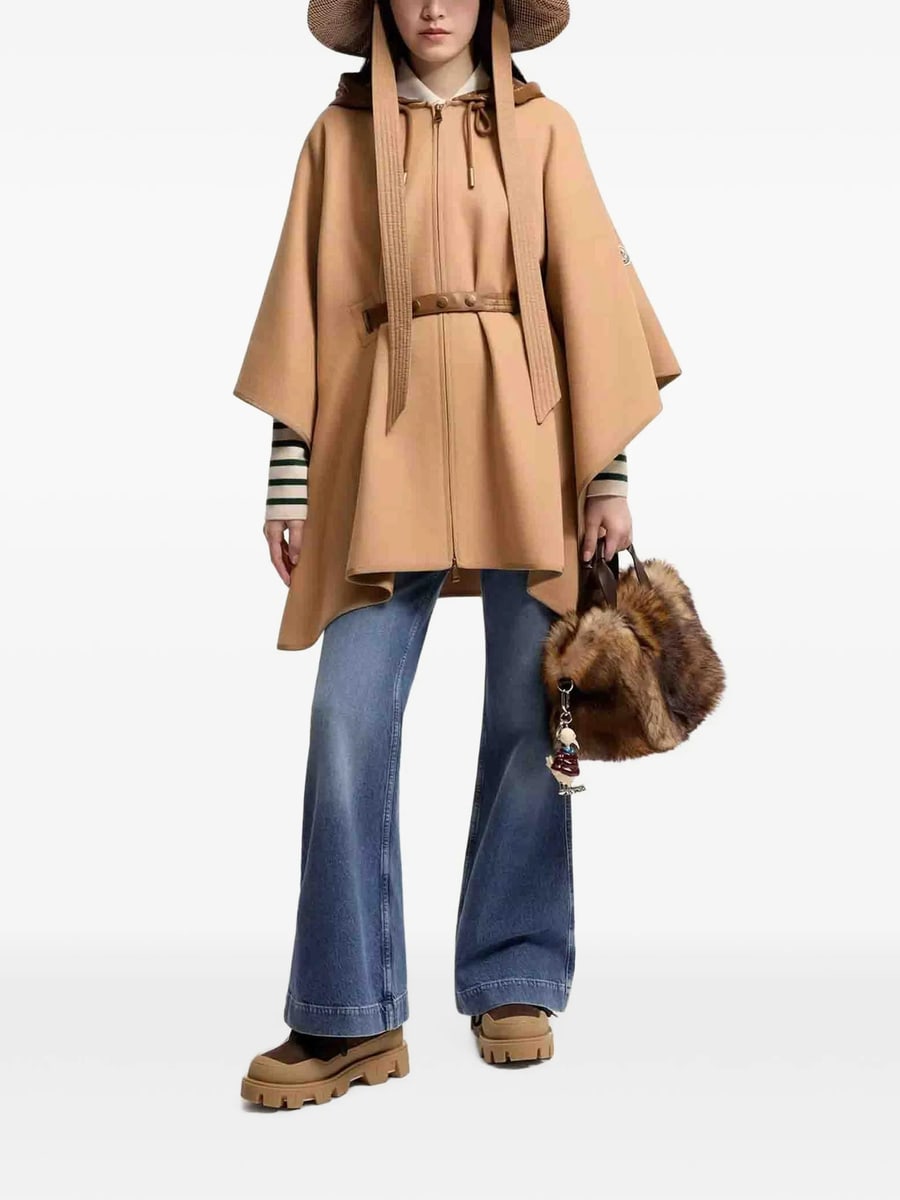 Moncler Moncler Belted Hooded Cape, view 2