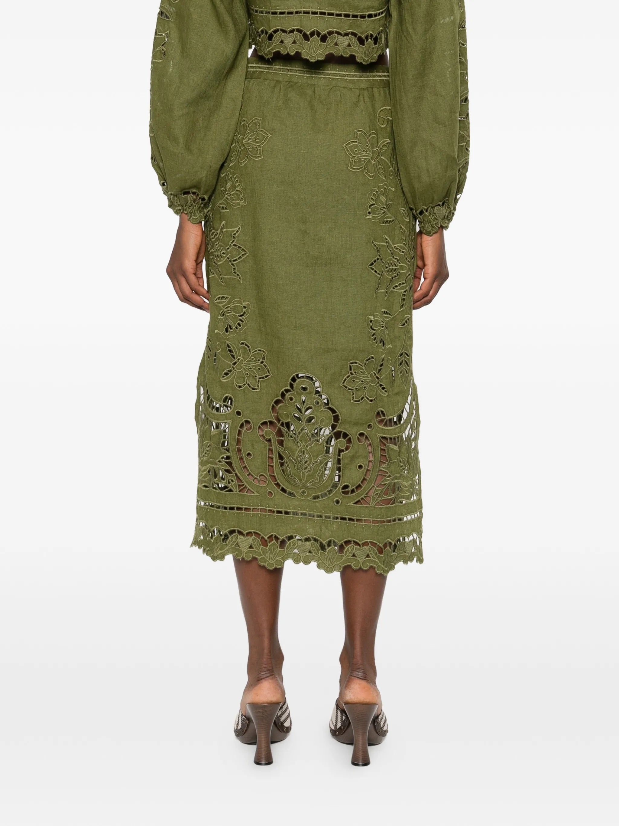 Farm Rio Farm Rio Green Majestic Garden Midi Skirt, view 2