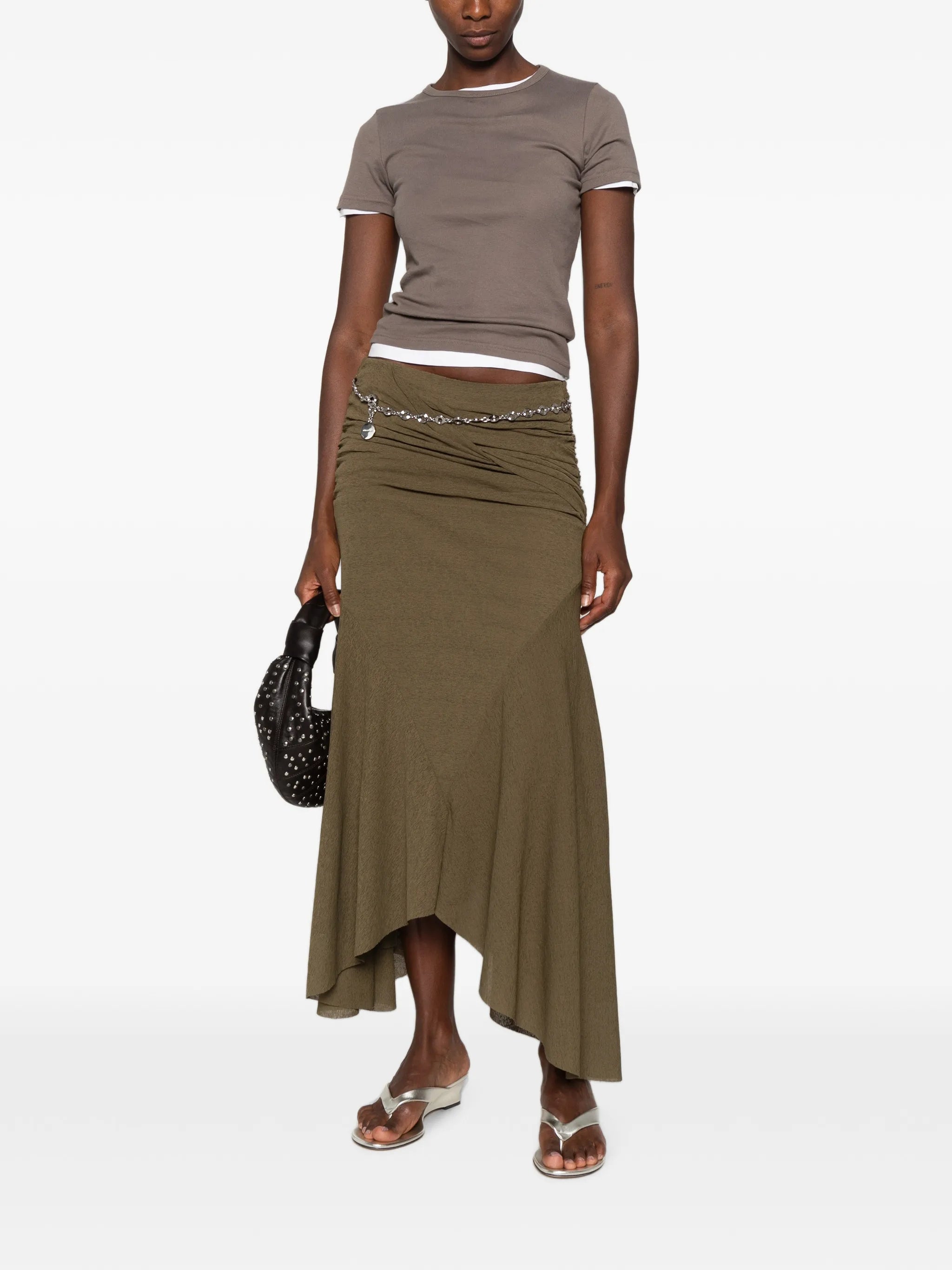 Ganni Ganni Ruched Asymmetric-hem Asymmetric Skirt, view 2