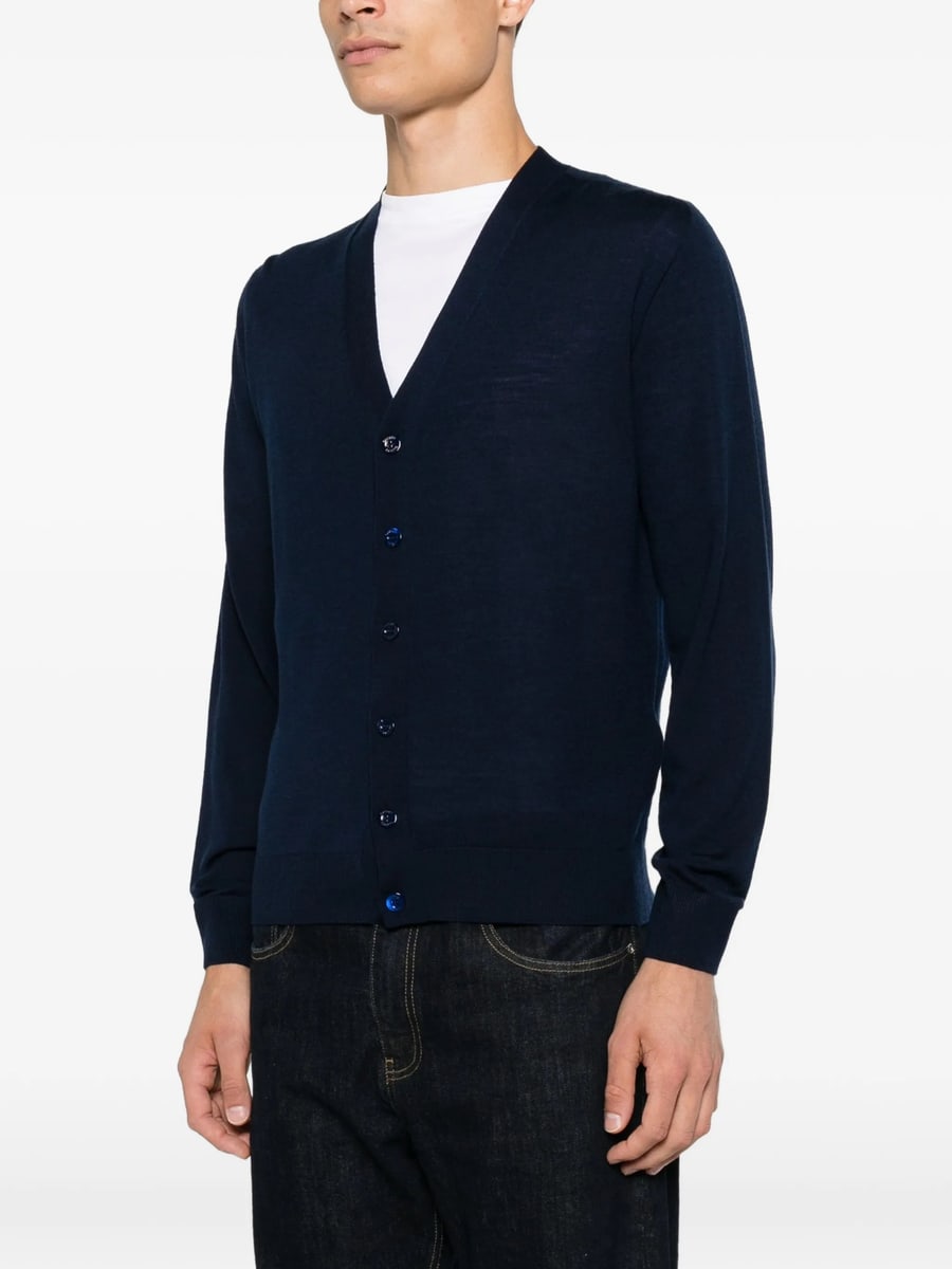Canali Canali Button-fastening V-neck Cardigan, view 4