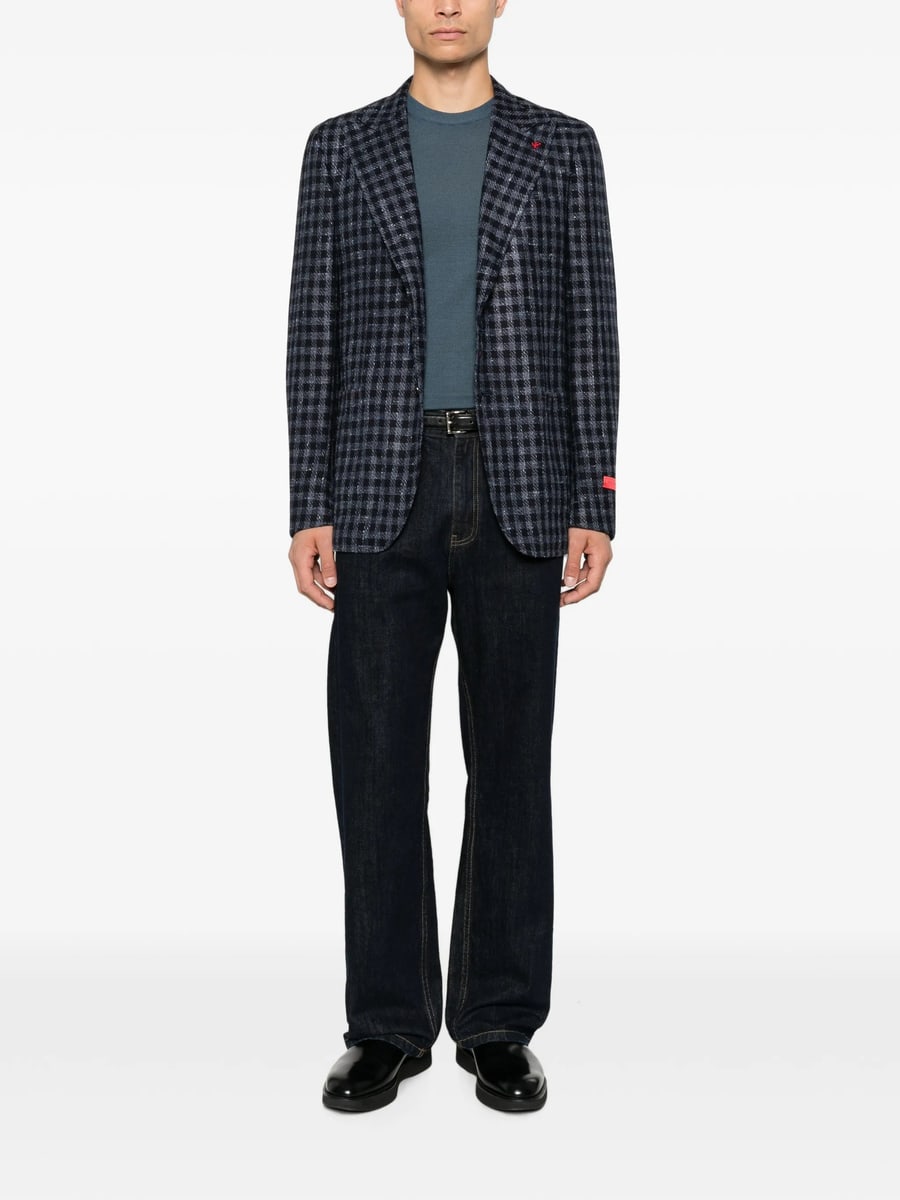 Isaia Isaia Gingham-check Notched-lapel Blazer, view 2