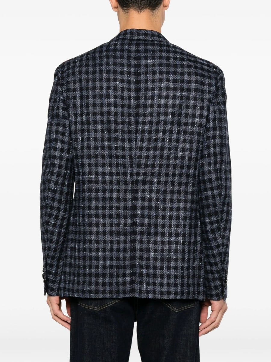 Isaia Isaia Gingham-check Notched-lapel Blazer, view 3