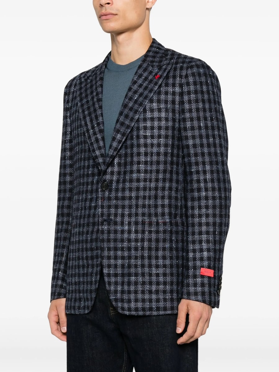 Isaia Isaia Gingham-check Notched-lapel Blazer, view 4