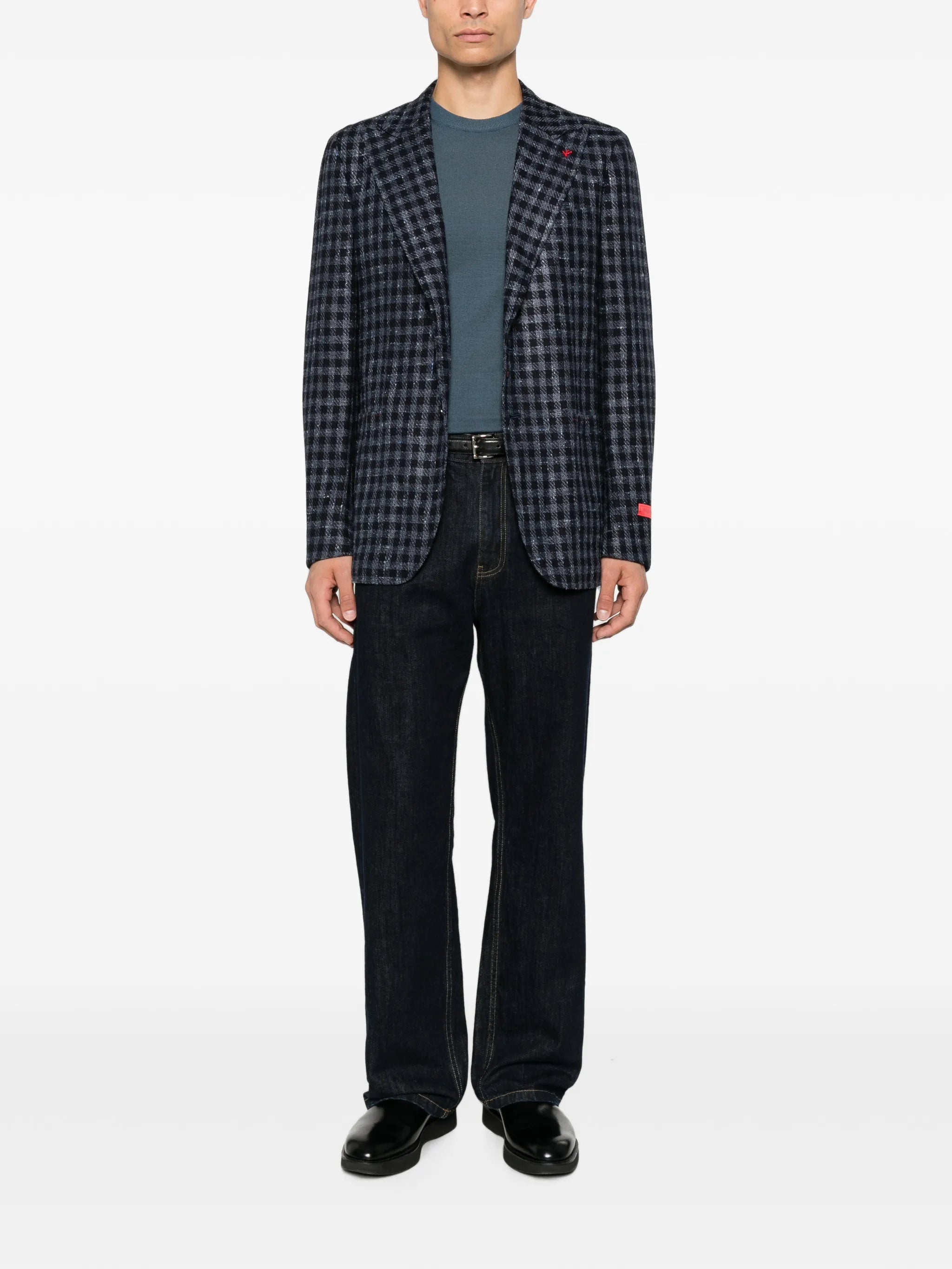Isaia Isaia Gingham-check Notched-lapel Blazer, view 2