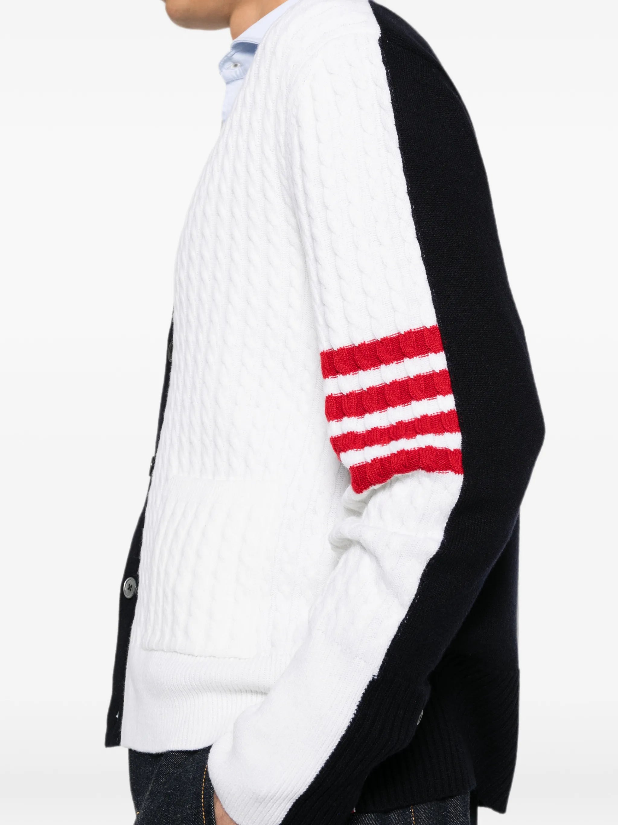 Thom Browne Thom Browne 4-Bar Cable-knit Cardigan, view 2