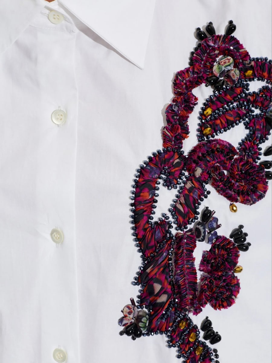 Dries Van Noten Dries Van Noten Bead-embellished Buttoned Shirt, view 2