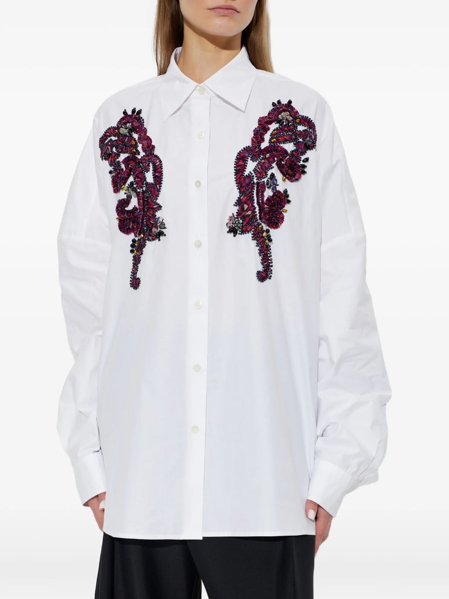 Dries Van Noten Dries Van Noten Bead-embellished Buttoned Shirt, view 5